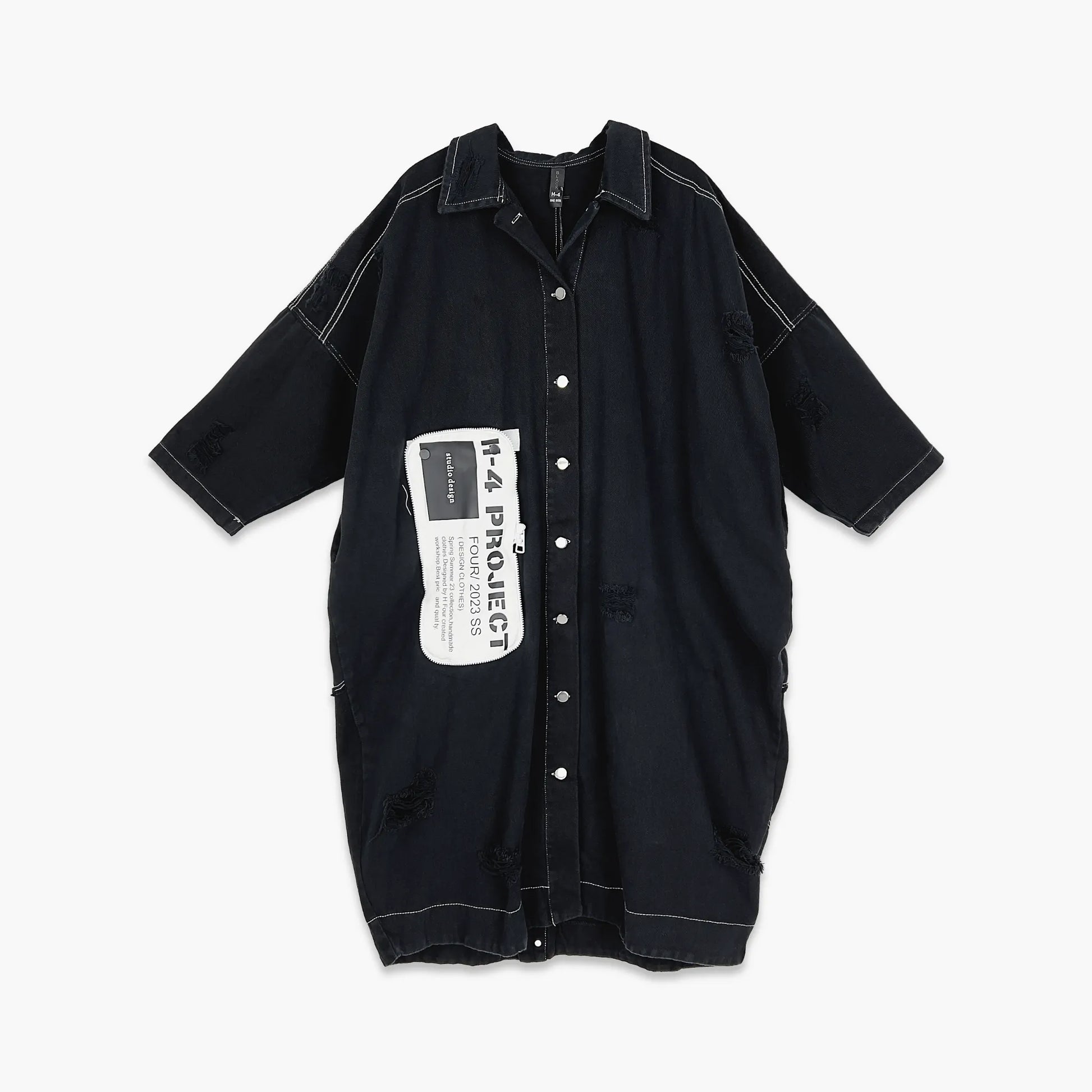 Ballonmantel von H4 Fashion aus Baumwolle, 1836, Schwarz-Denim, Schick, Modern, Bequem