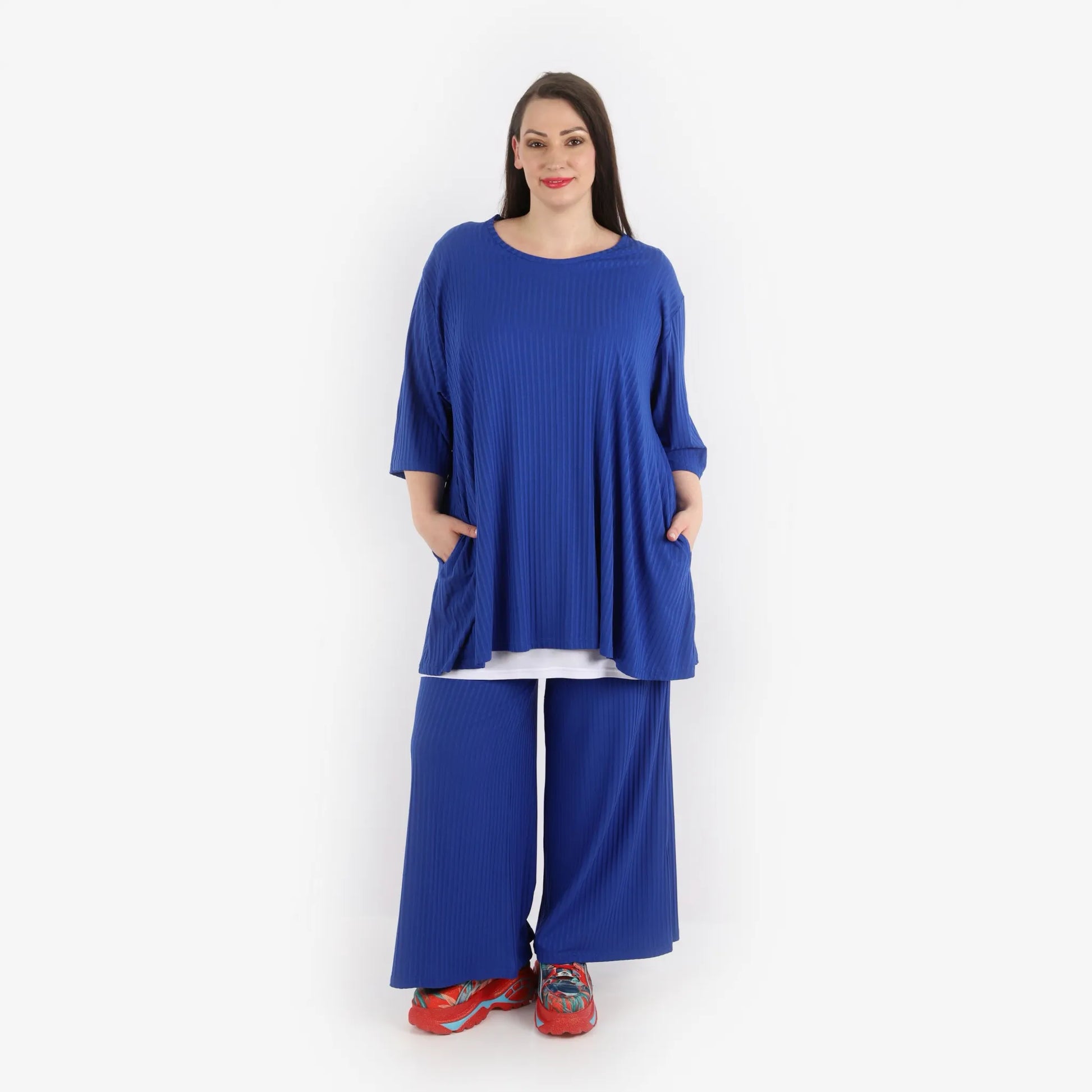 Papita Hose in gerader Form, aus Viskose, 6937, Royal Blue, Schick, Modern, Bequem, Schick