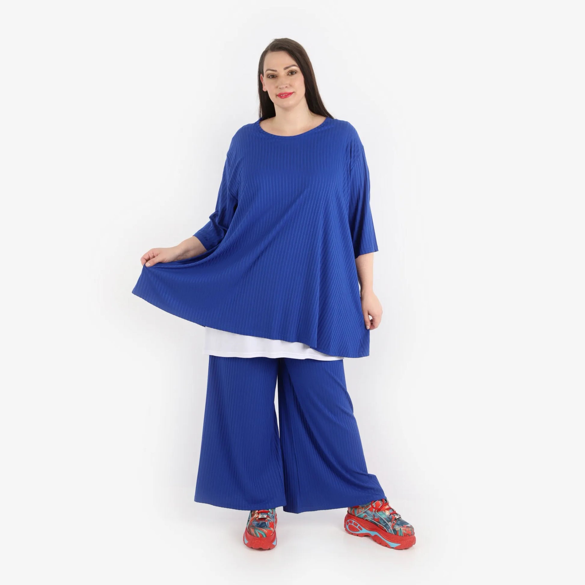 Papita Hose in gerader Form, aus Viskose, 6937, Royal Blue, Schick, Modern, Bequem, Schick