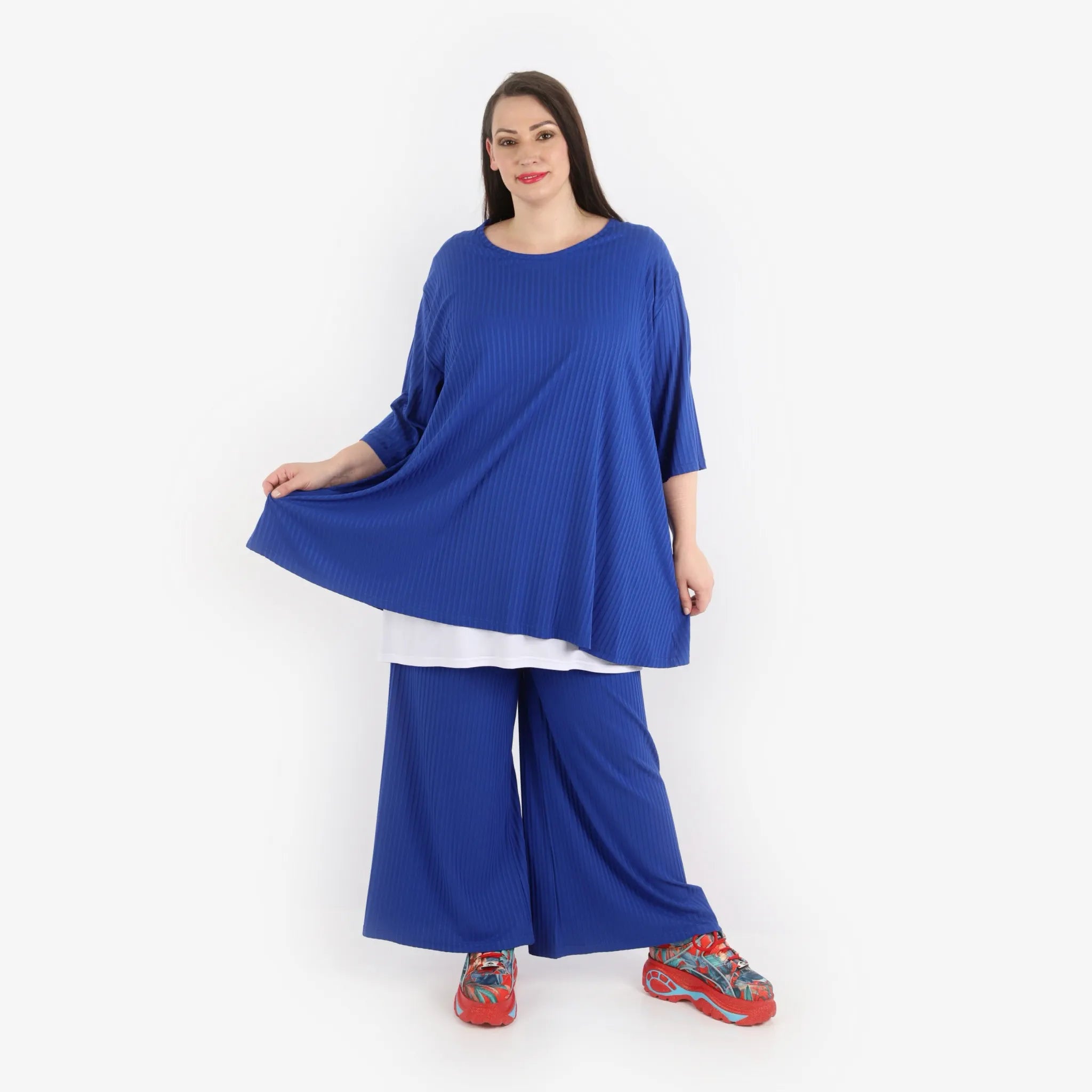 Papita Hose in gerader Form, aus Viskose, 6937, Royal Blue, Schick, Modern, Bequem, Schick