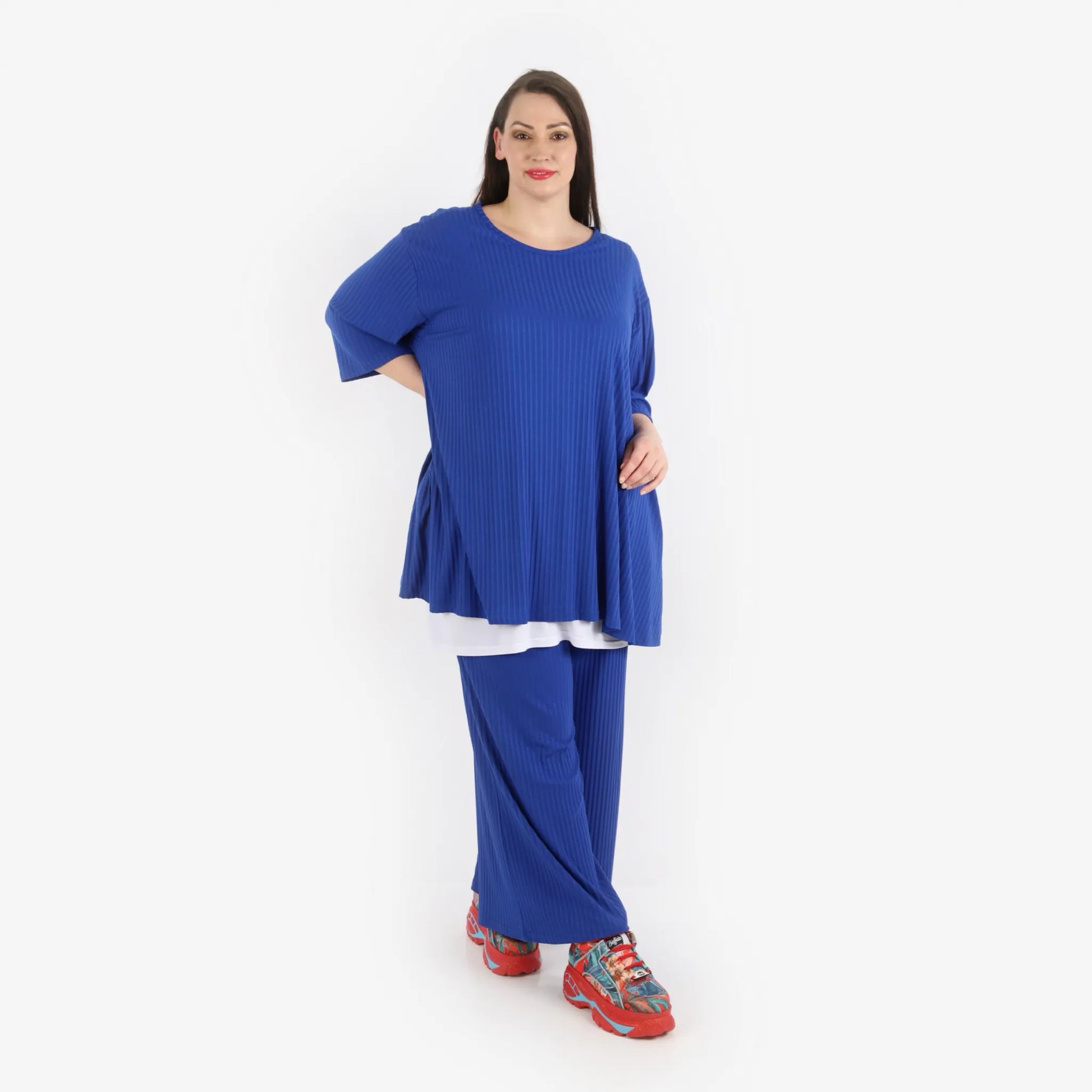 Papita Hose in gerader Form, aus Viskose, 6937, Royal Blue, Schick, Modern, Bequem, Schick