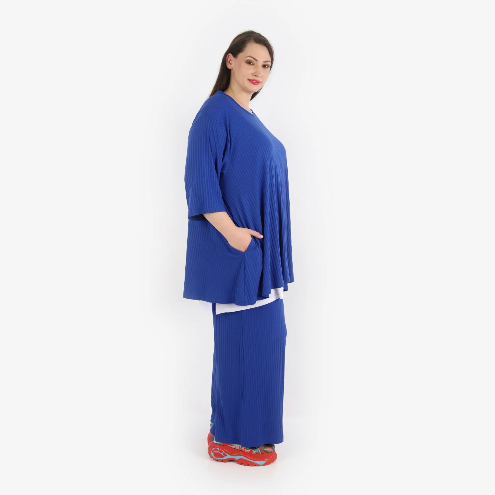 Papita Hose in gerader Form, aus Viskose, 6937, Royal Blue, Schick, Modern, Bequem, Schick