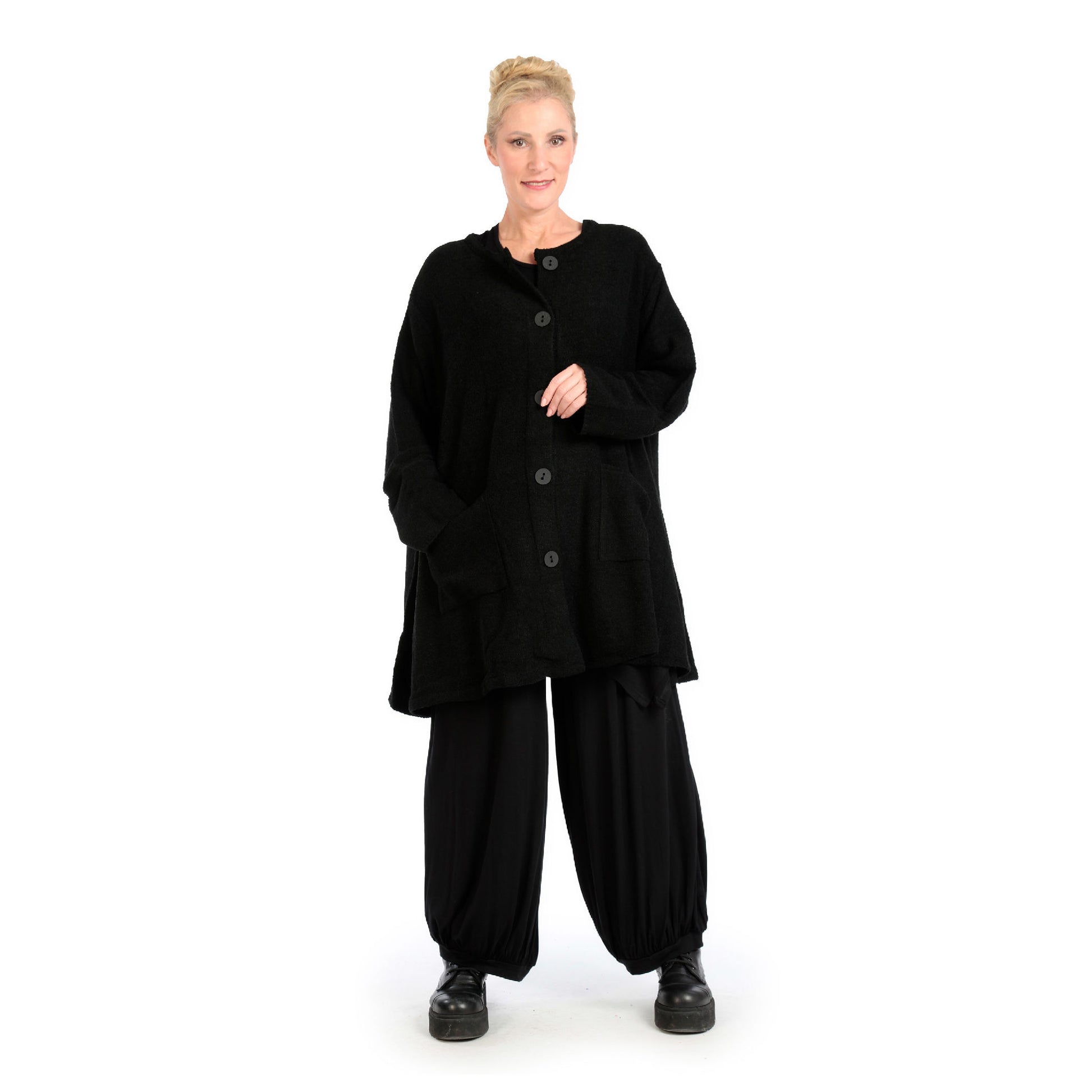 A-Form Jacke von AKH Fashion aus Materialmix, 1133.01382, Schwarz, Schick, Modern, Bequem