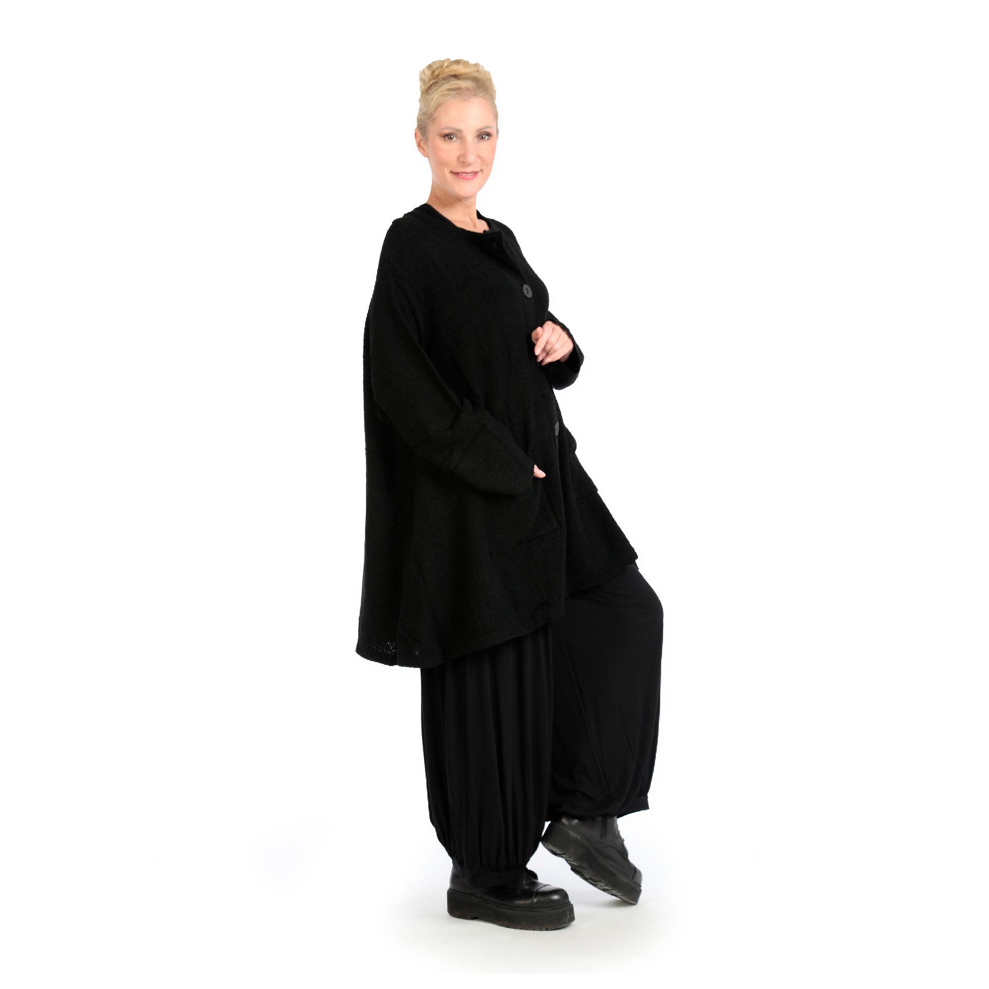 A-Form Jacke von AKH Fashion aus Materialmix, 1133.01382, Schwarz, Schick, Modern, Bequem