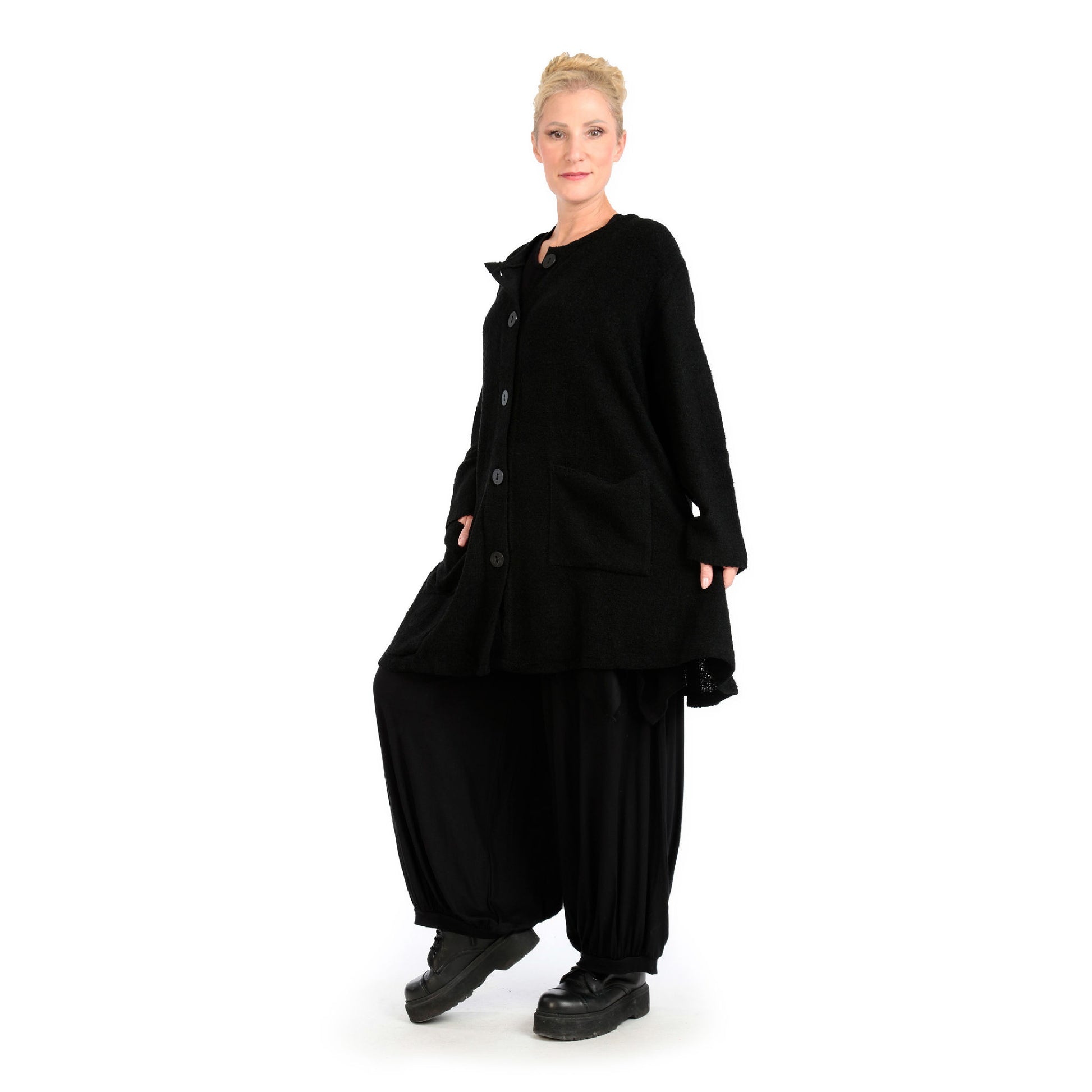 A-Form Jacke von AKH Fashion aus Materialmix, 1133.01382, Schwarz, Schick, Modern, Bequem