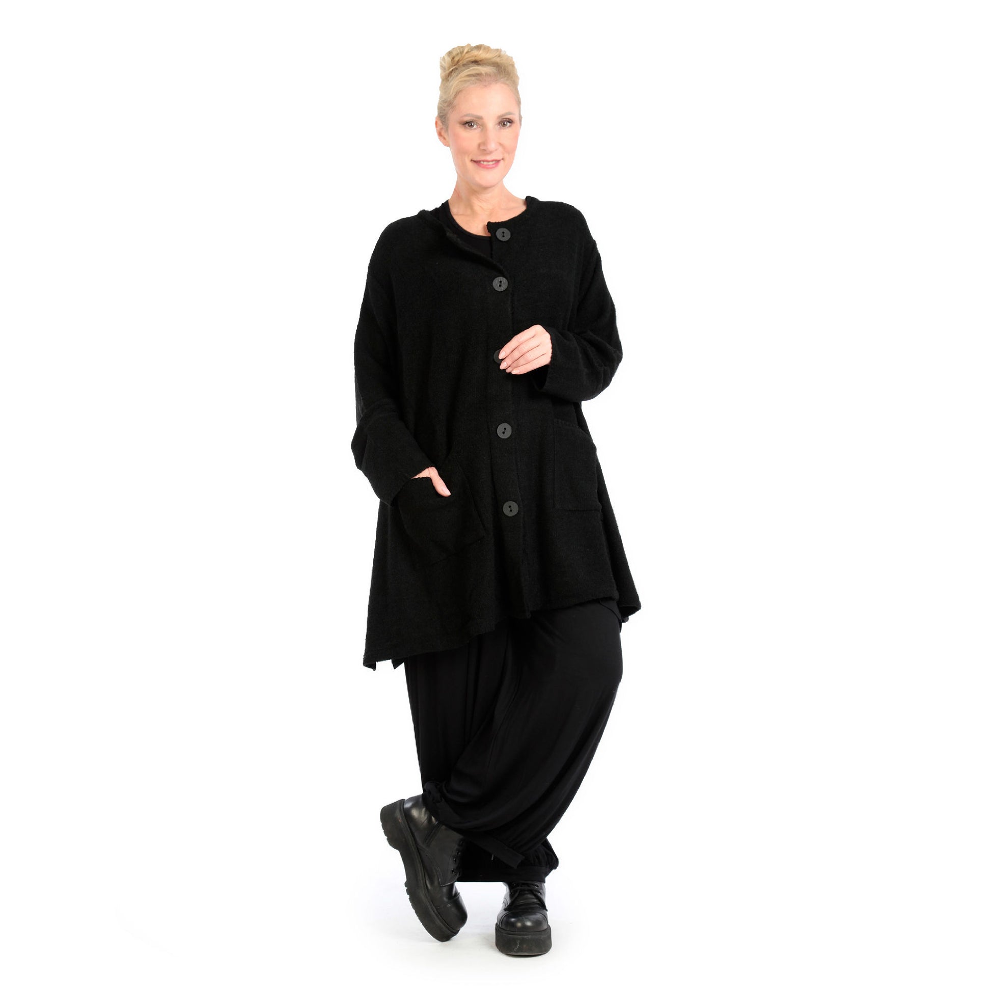 A-Form Jacke von AKH Fashion aus Materialmix, 1133.01382, Schwarz, Schick, Modern, Bequem