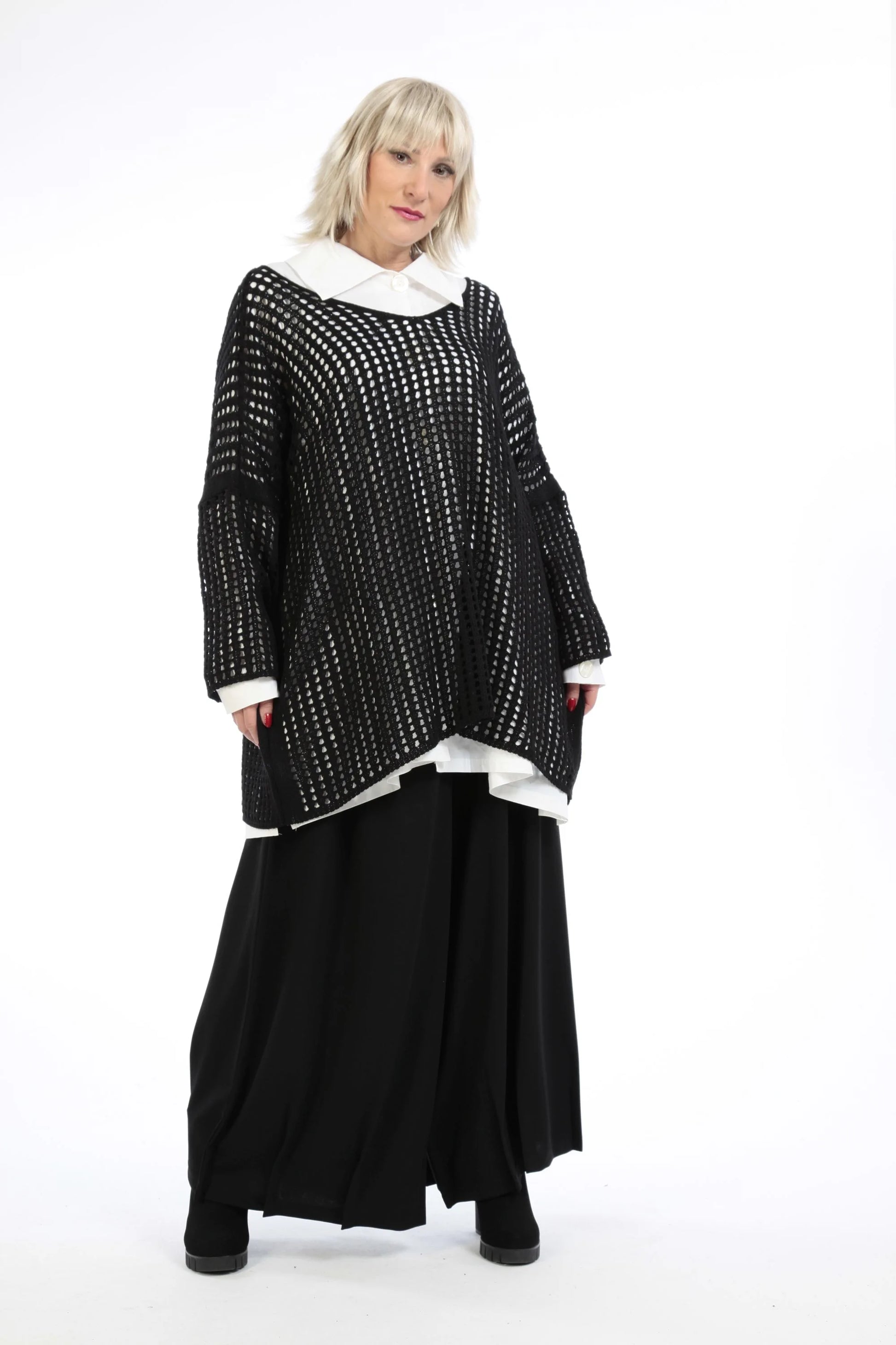 AKH Fashion Pullover in gerader Form, aus Baumwolle, 1205.02323, Schwarz, Schick, Modern