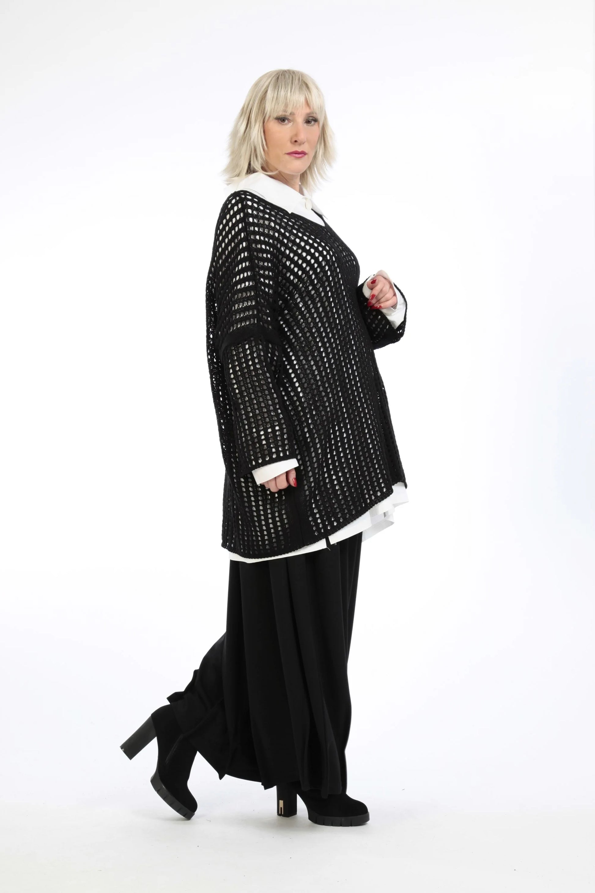 AKH Fashion Pullover in gerader Form, aus Baumwolle, 1205.02323, Schwarz, Schick, Modern