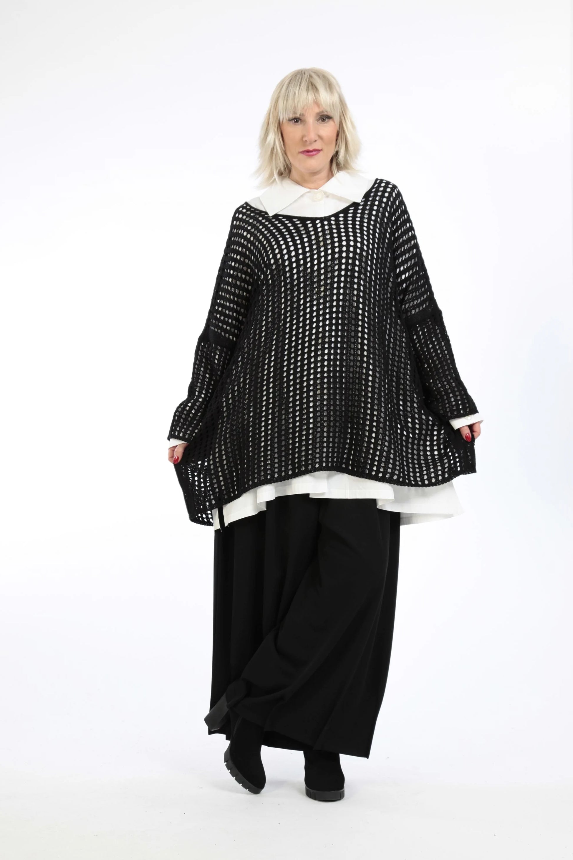 AKH Fashion Pullover in gerader Form, aus Baumwolle, 1205.02323, Schwarz, Schick, Modern