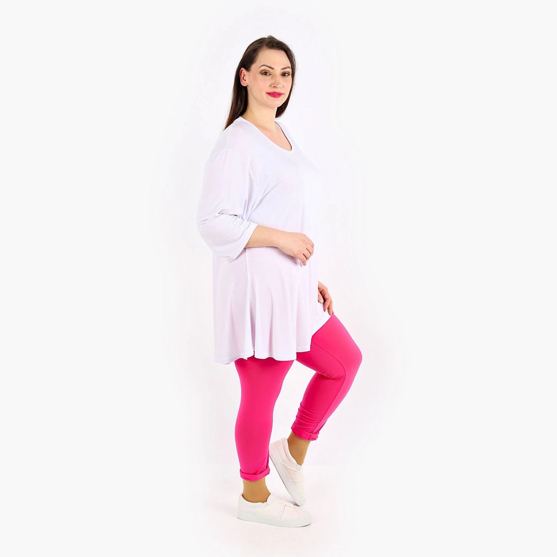 AKH Fashion Leggings in gerader Form, aus Viskose, 1233.0P100, Fuchsia, Schick, Modern