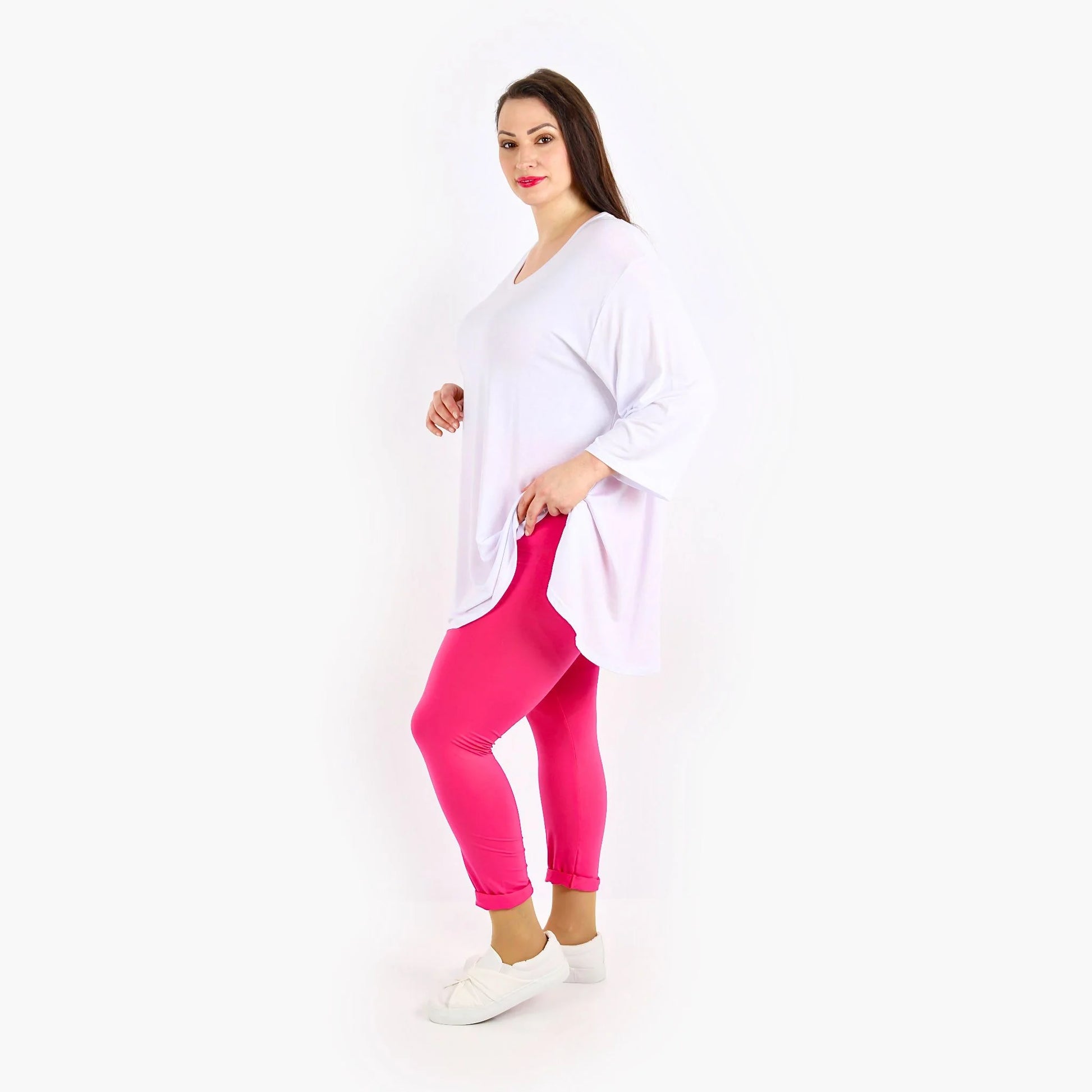 AKH Fashion Leggings in gerader Form, aus Viskose, 1233.0P100, Fuchsia, Schick, Modern