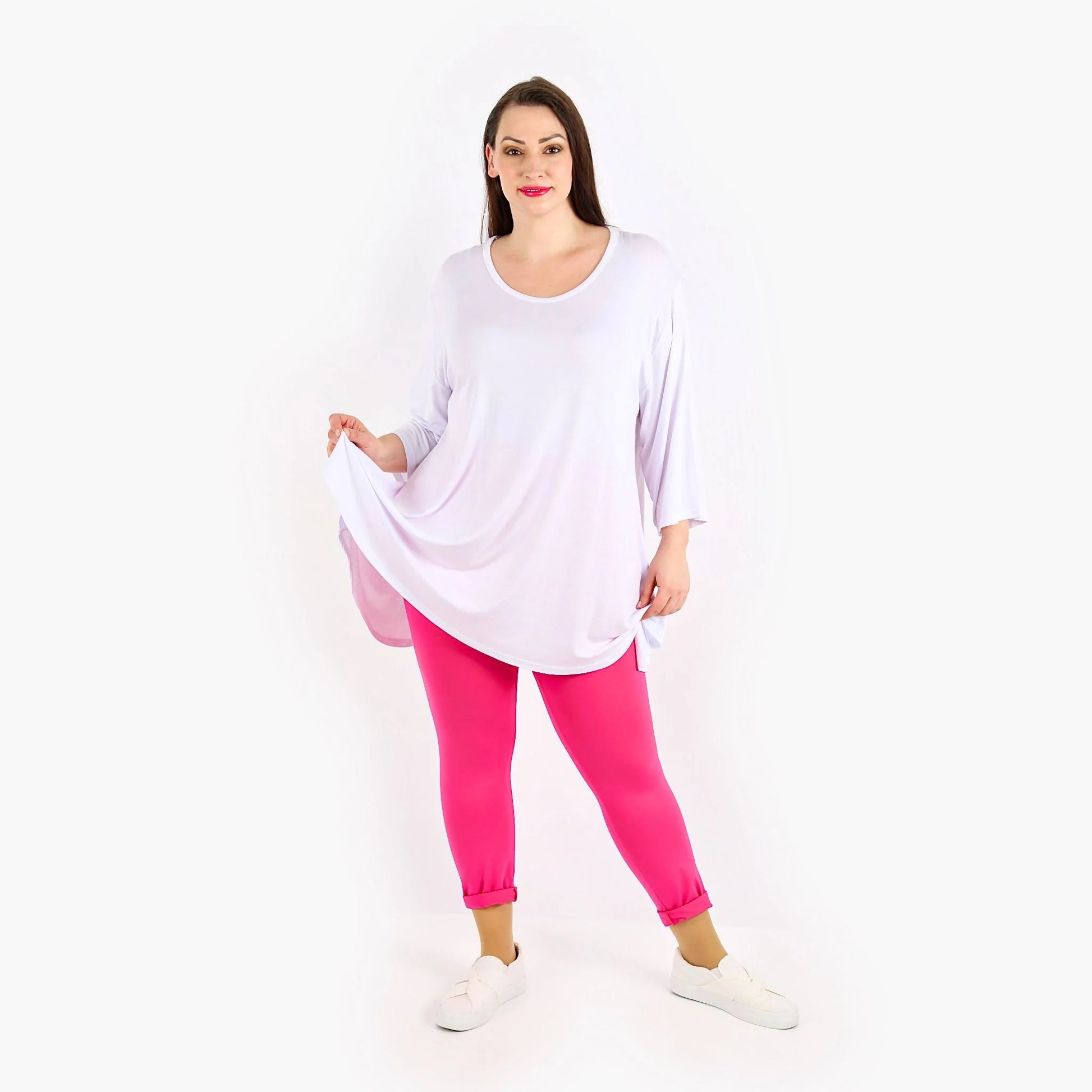 AKH Fashion Leggings in gerader Form, aus Viskose, 1233.0P100, Fuchsia, Schick, Modern