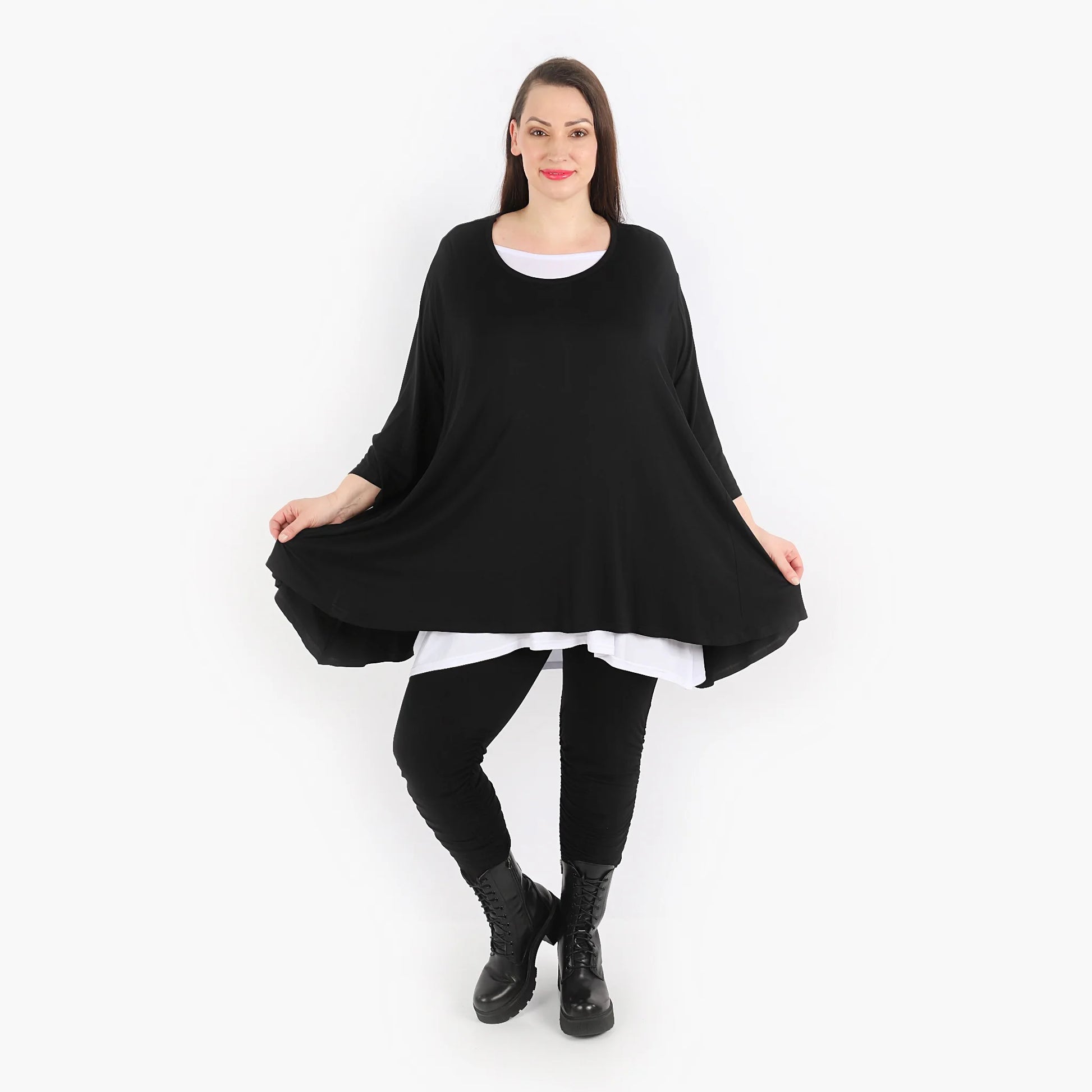 A-Form Shirt von AKH Fashion aus Viskose, 1312.00593, Schwarz, Schick, Modern, Bequem