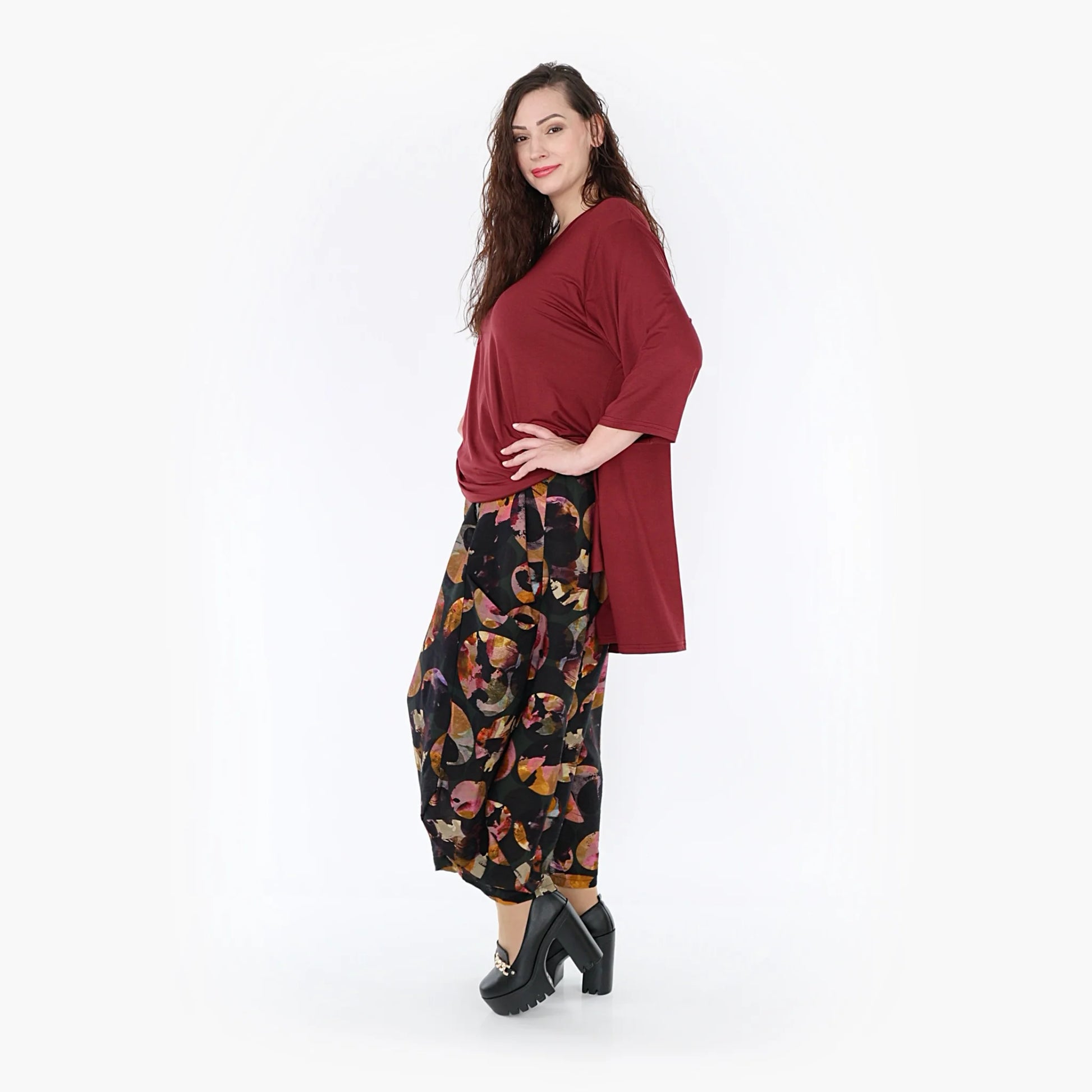 Ballonhose von AKH Fashion aus Viskose, 1335.08069, Grün-Mehrfarbig, Punkte, Schick
