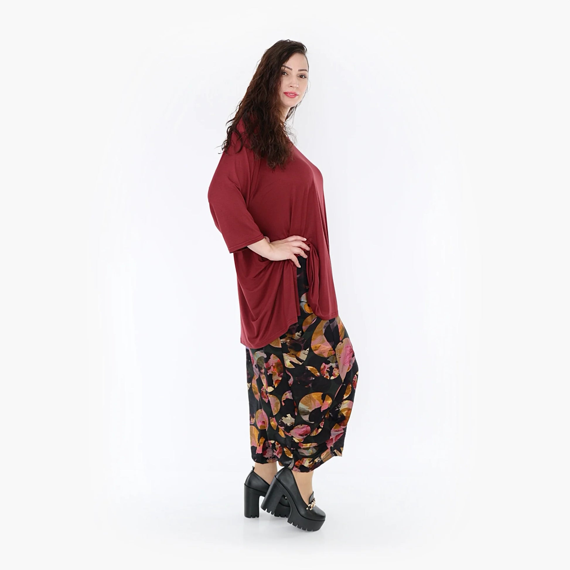 Ballonhose von AKH Fashion aus Viskose, 1335.08069, Grün-Mehrfarbig, Punkte, Schick