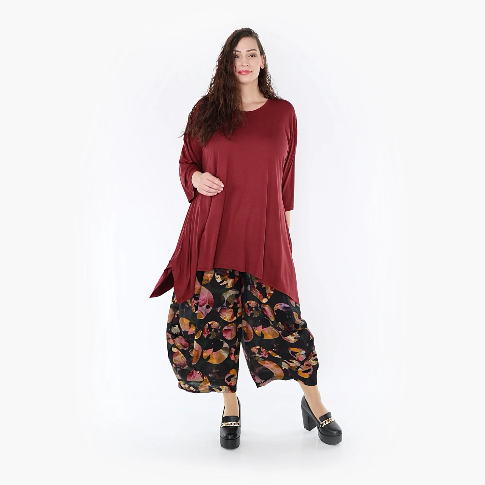 Ballonhose von AKH Fashion aus Viskose, 1335.08069, Grün-Mehrfarbig, Punkte, Schick