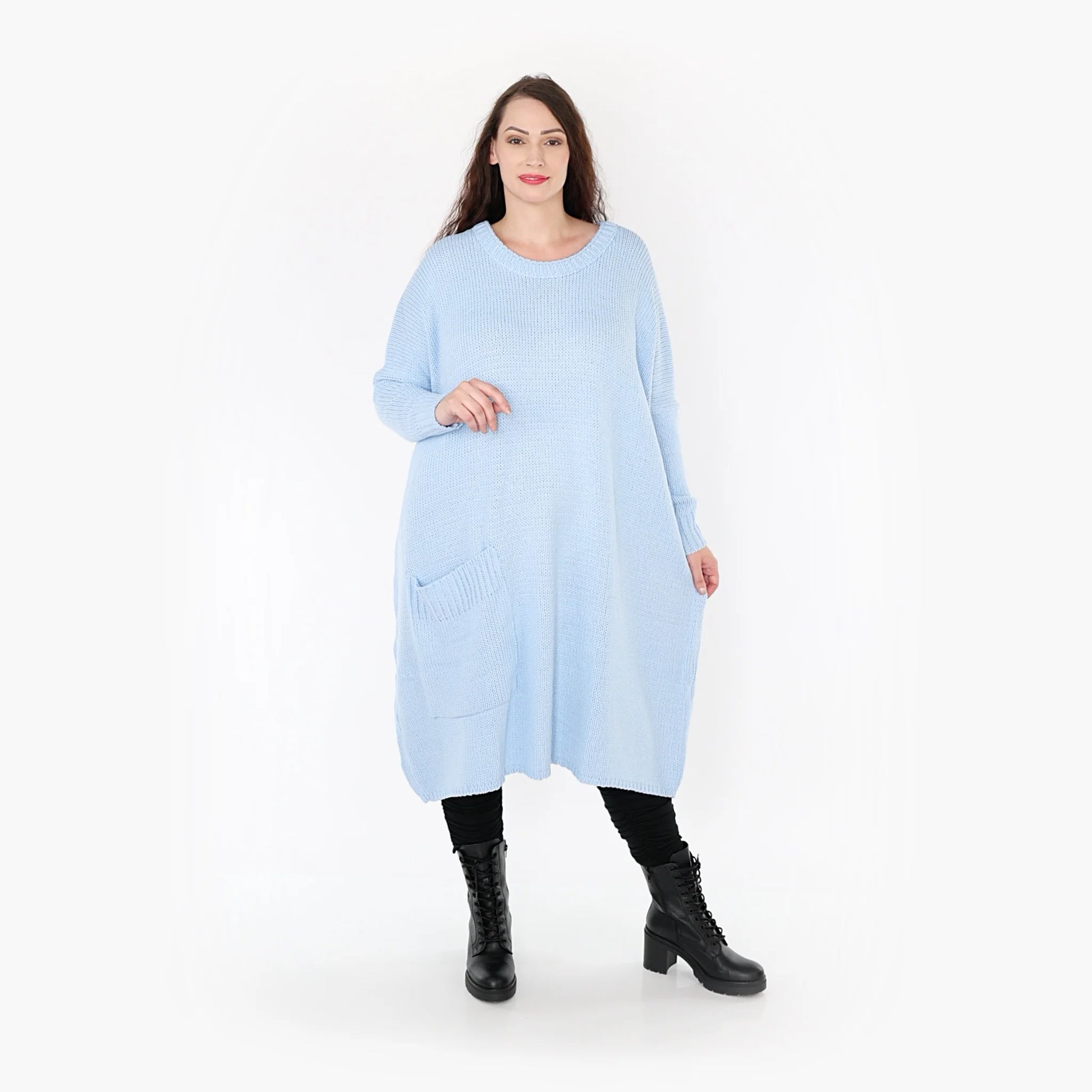 AKH Fashion Kleid in gerader Form, aus Materialmix, 1352.02109, Hellblau, Schick, Modern