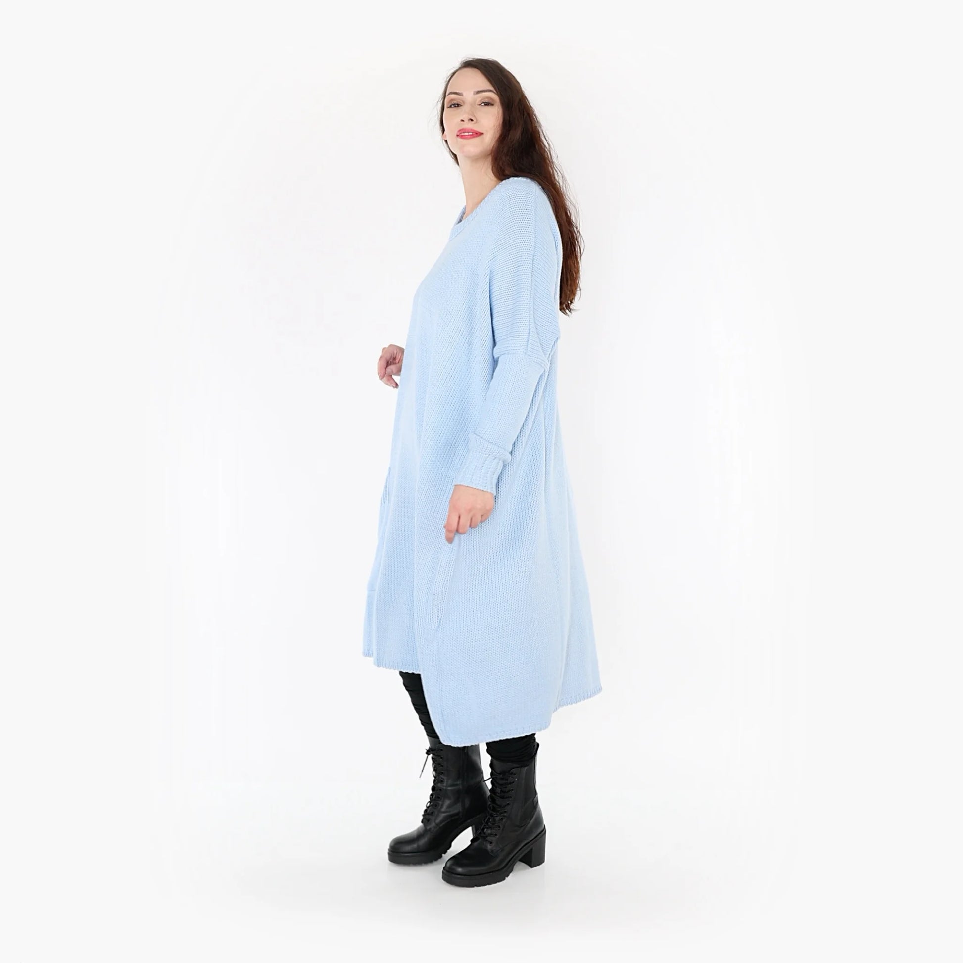 AKH Fashion Kleid in gerader Form, aus Materialmix, 1352.02109, Hellblau, Schick, Modern