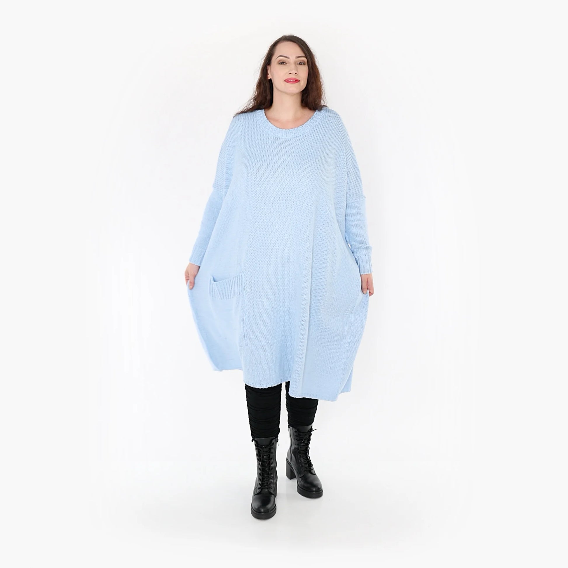 AKH Fashion Kleid in gerader Form, aus Materialmix, 1352.02109, Hellblau, Schick, Modern