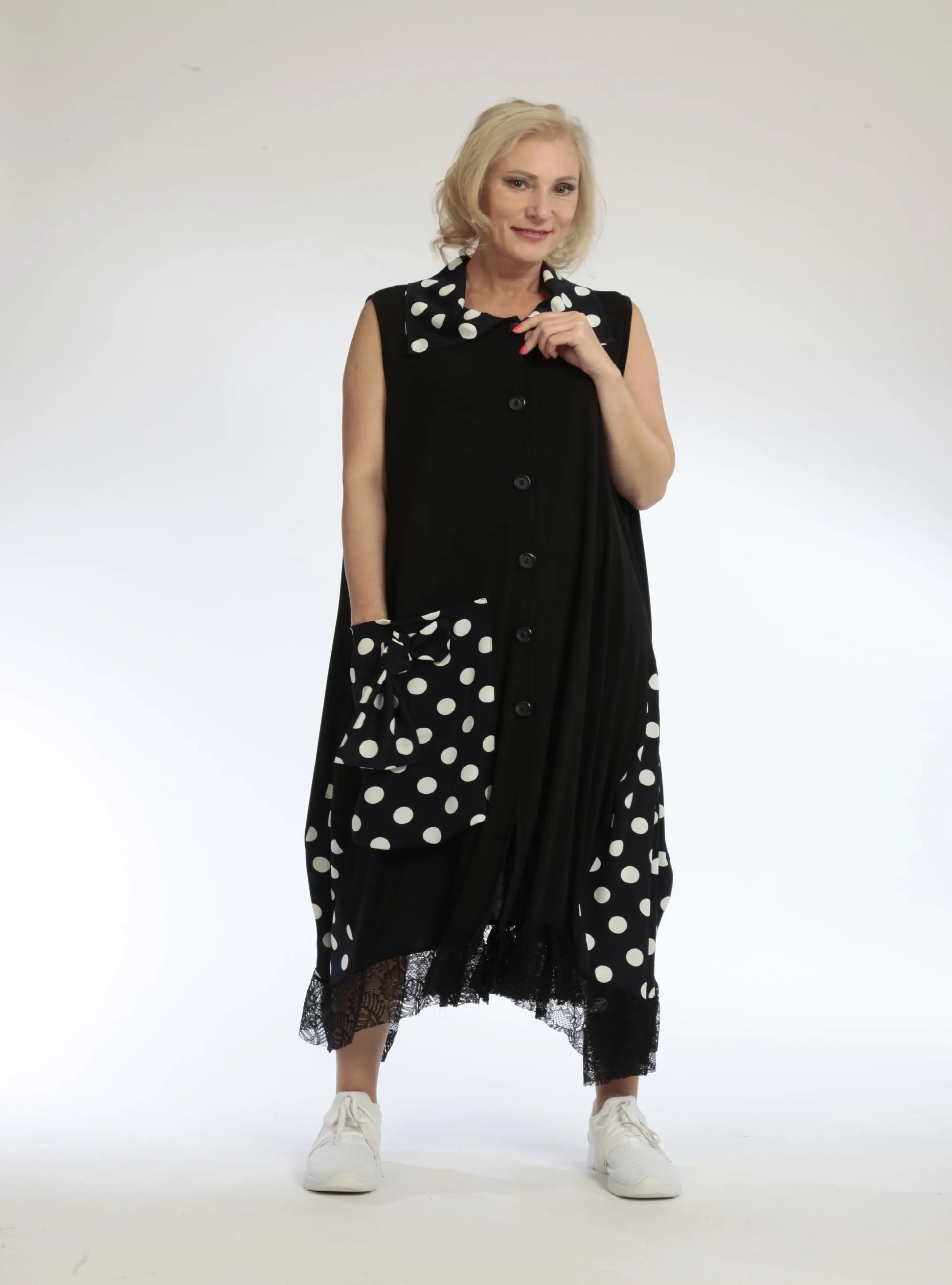 A-Form Weste von AKH Fashion aus Viskose, 1108.06844, Punkte-Blau, Punkte, Schick, Modern