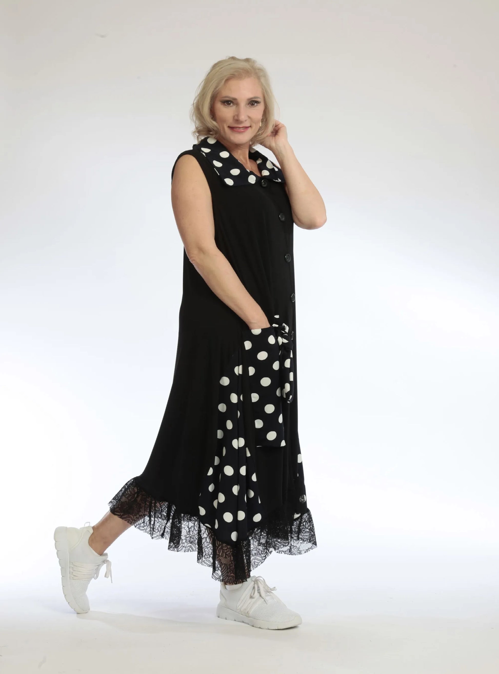 A-Form Weste von AKH Fashion aus Viskose, 1108.06844, Punkte-Blau, Punkte, Schick, Modern