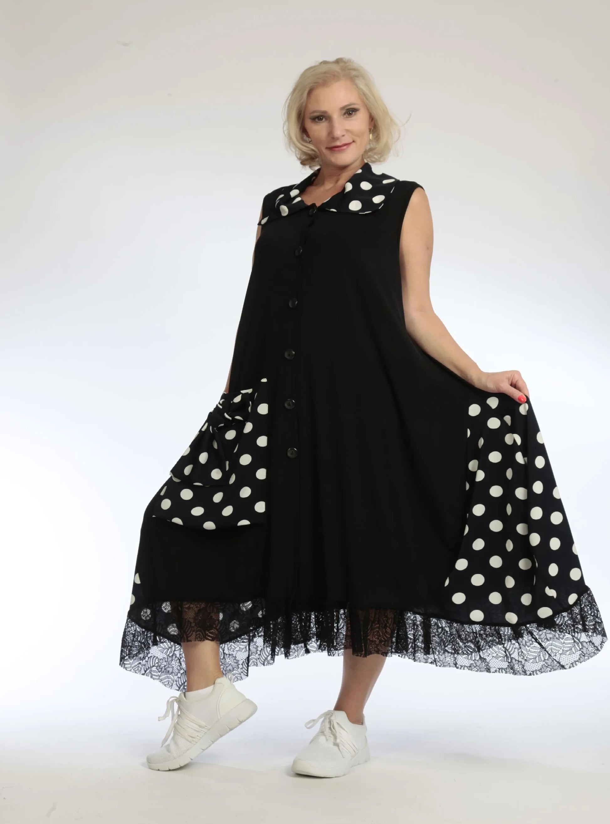 A-Form Weste von AKH Fashion aus Viskose, 1108.06844, Punkte-Blau, Punkte, Schick, Modern