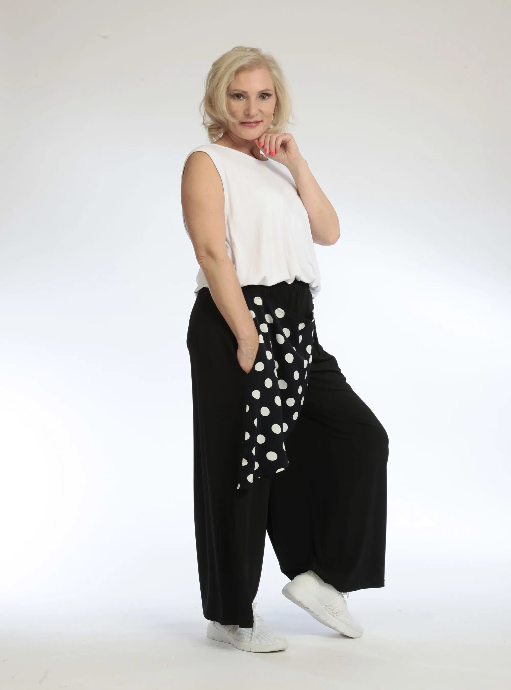 AKH Fashion Hose in gerader Form, aus Viskose, 1108.06849, Punkte-Blau, Punkte, Schick
