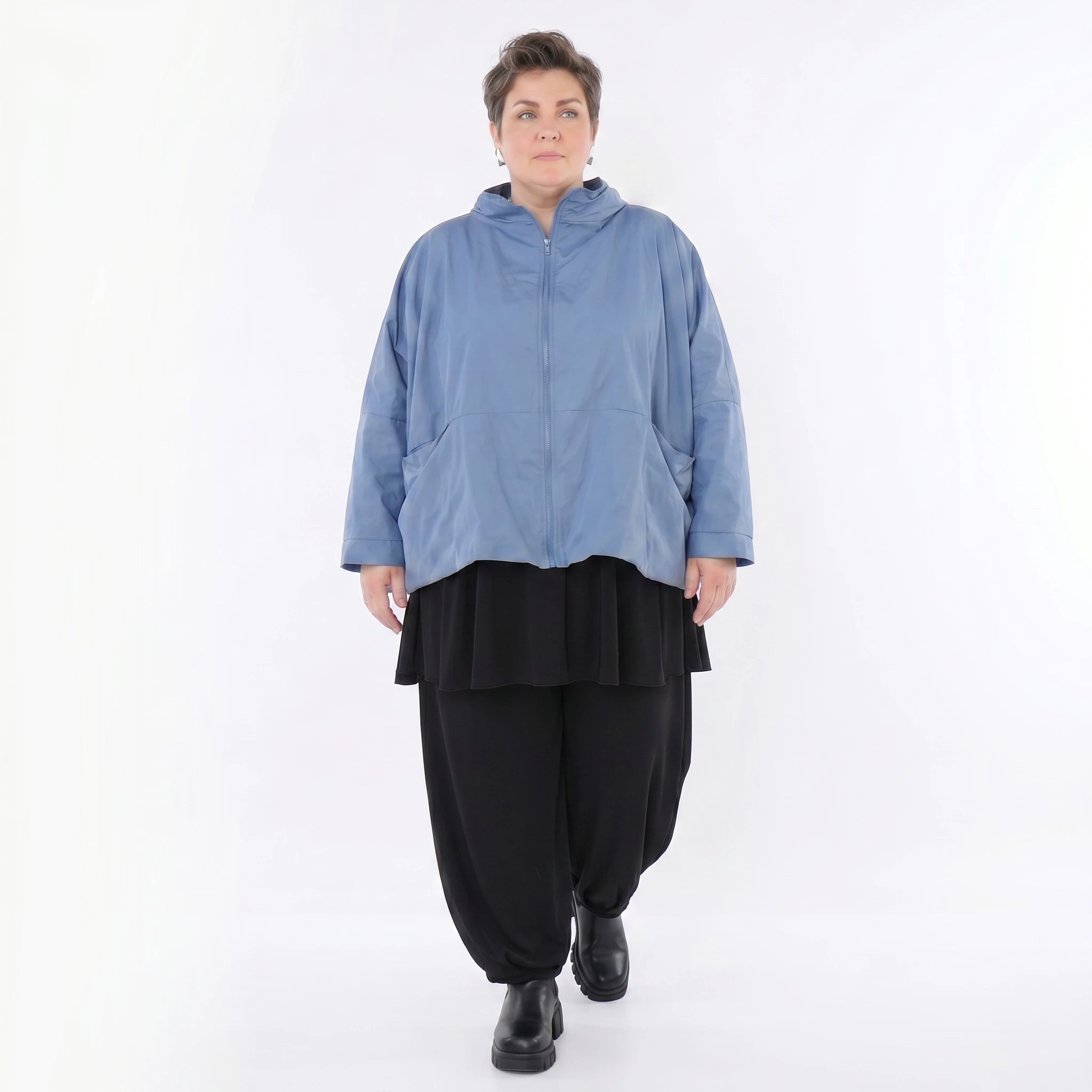 AKH Fashion Jacke in kastiger Form, aus Baumwolle, 1493.07104, Azurblau, Ausgefallen