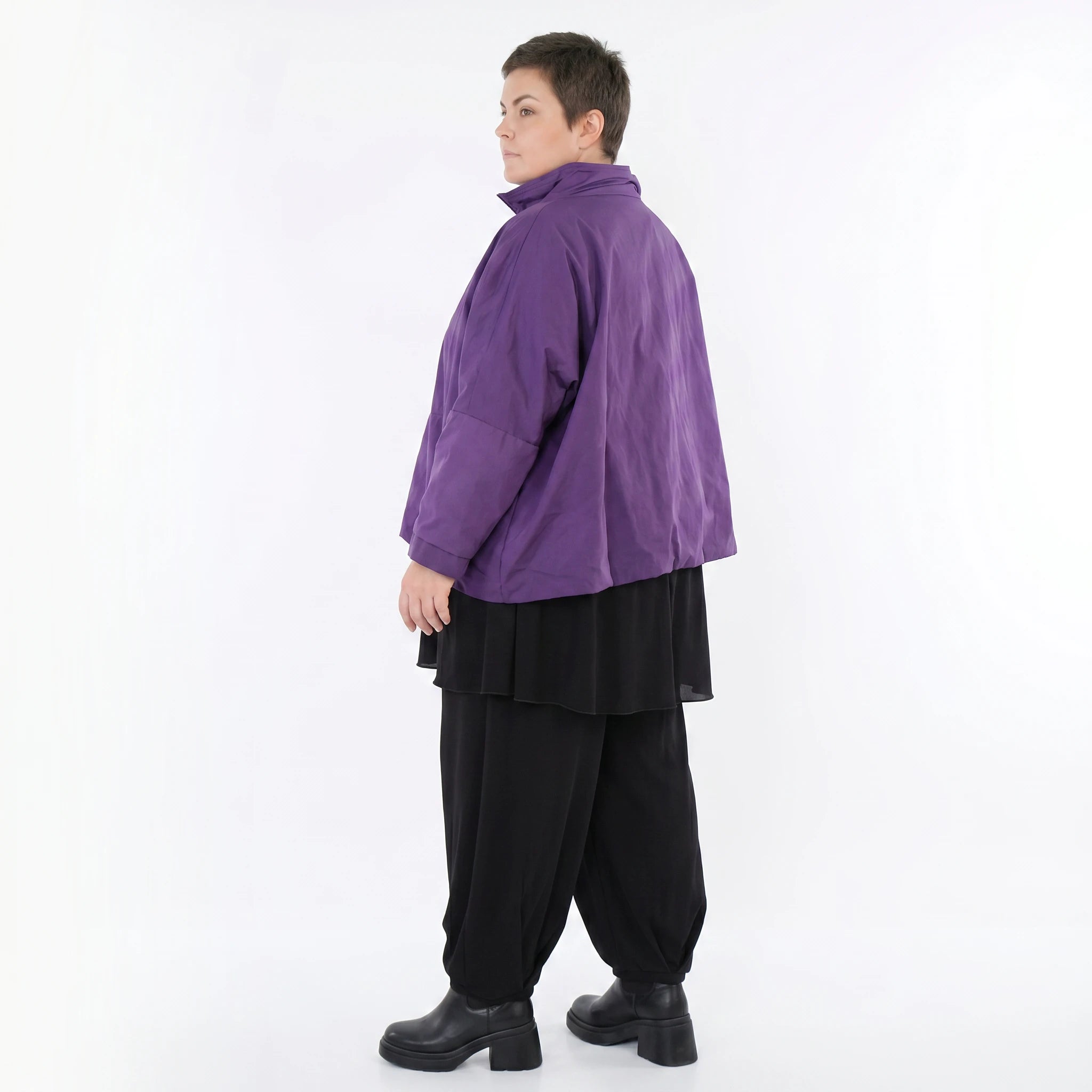AKH Fashion Jacke in kastiger Form, aus Baumwolle, 1493.07104, Violett, Ausgefallen