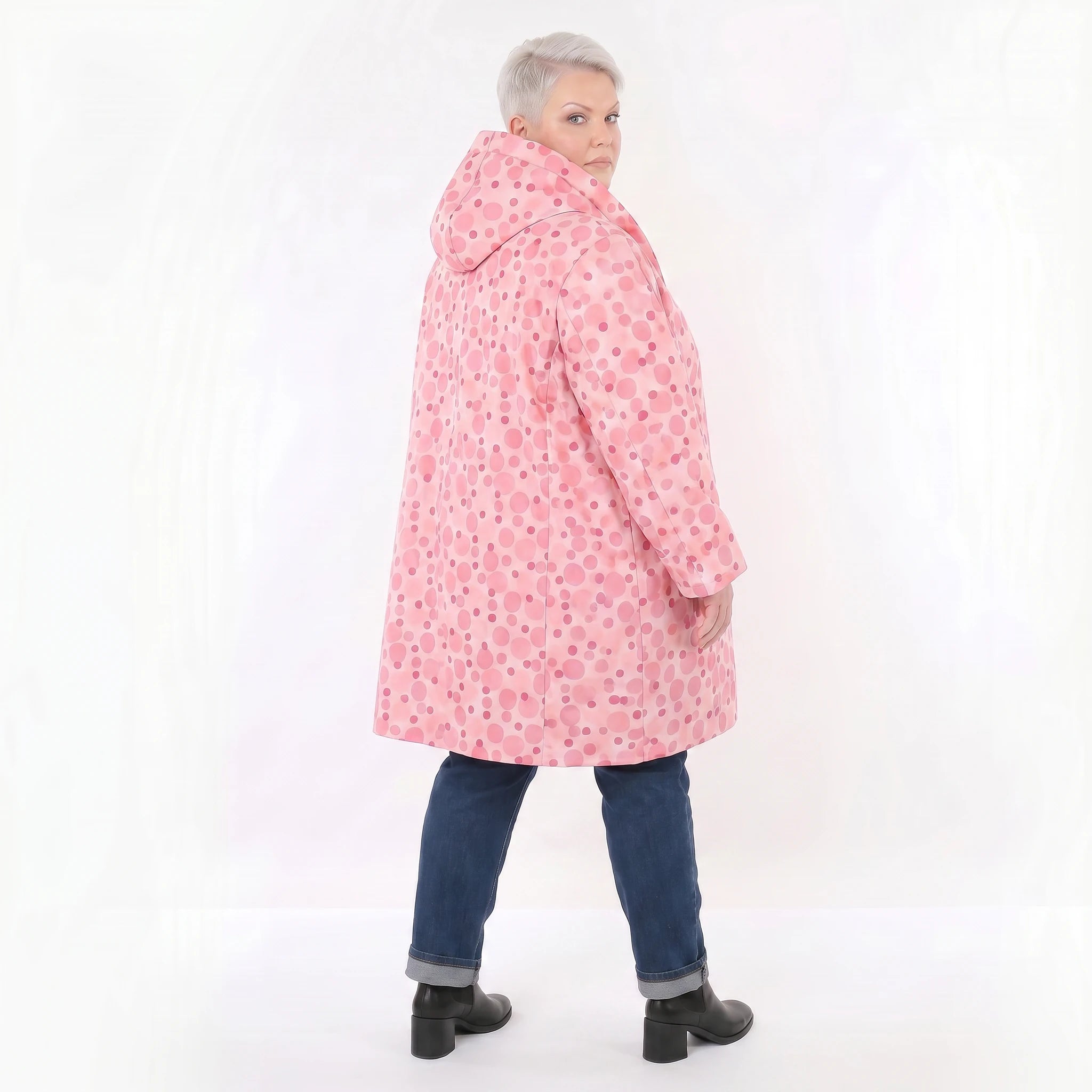 Ballonjacke von AKH Fashion aus Polyester, 1515.06660, Pink/Multi, Punkte, Ausgefallen