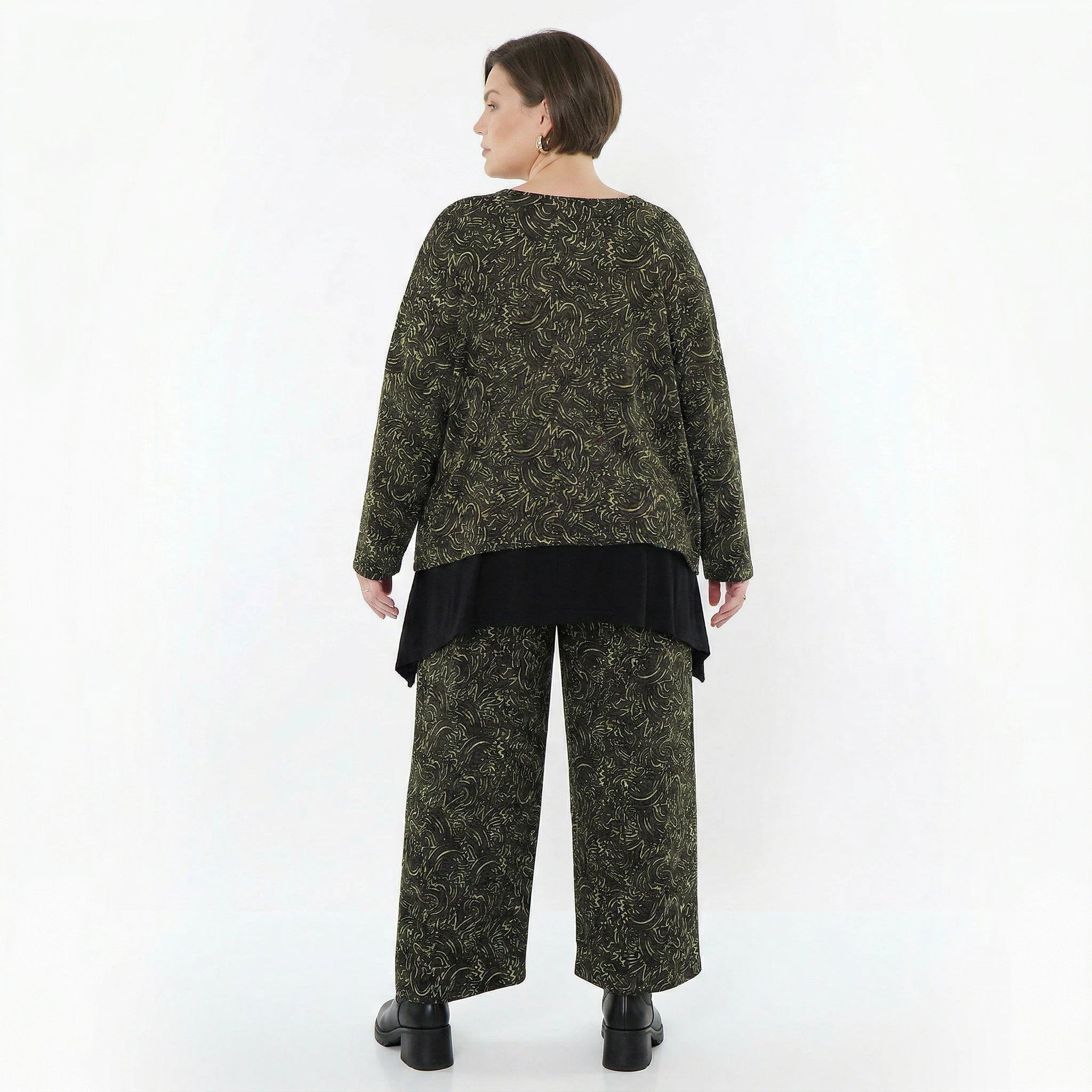 Marlene Hose von AKH Fashion aus Materialmix, 1516.02063, Schwarz/Neongrün/Cognac, Schick