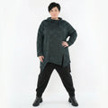AKH Fashion Bigshirt in asymmetrischer Form, aus Materialmix, 1516.06061, Petrol