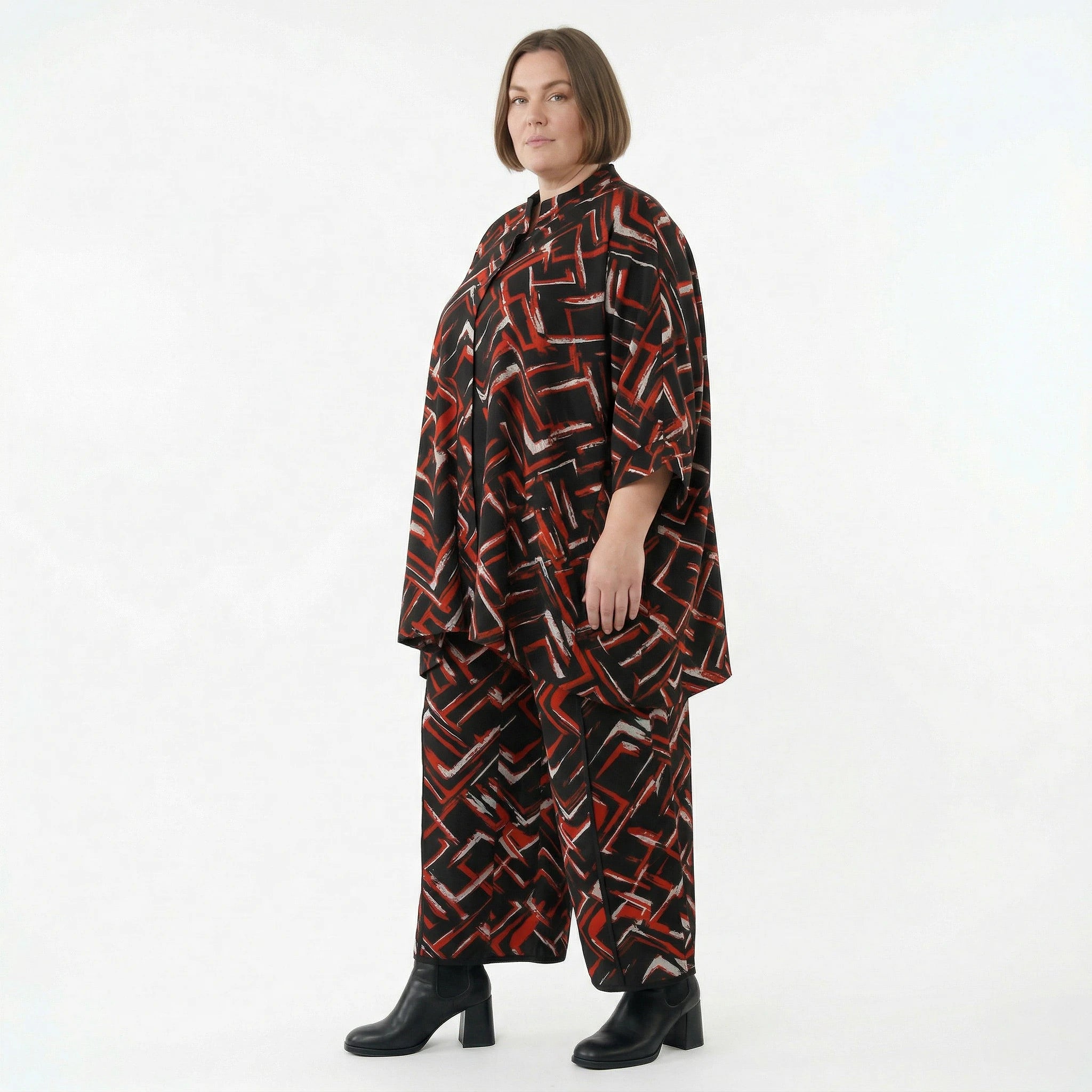 AKH Fashion Hose in gerader Form, aus Viskose, 1517.07074, Schwarz/Rot/Weiß, Pinselstrich
