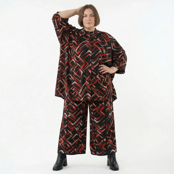 AKH Fashion Hose in gerader Form, aus Viskose, 1517.07074, Schwarz/Rot/Weiß, Pinselstrich