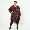 Ballonkleid von AKH Fashion aus Viskose, 1517.07128, Schwarz/Rot/Weiß, Pinselstrich