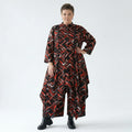 Zipfel Bluse von AKH Fashion aus Viskose, 1517.07129, Schwarz/Rot/Weiß, Pinselstrich