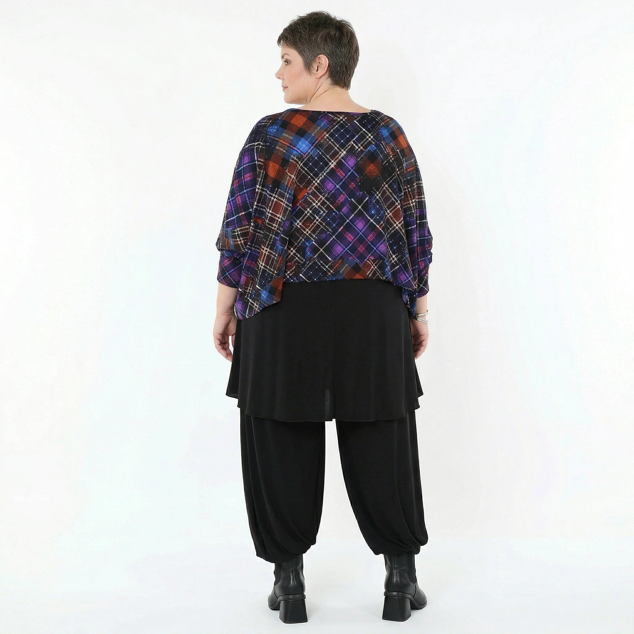 AKH Fashion Überwurf in kastiger Form, aus Viskose, 1518.07011, Multicolor/Blau, Kariert