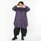 Ballonjacke aus violettem Lederimitat mit Stehkragen und tiefen Nahttaschen elegant warm