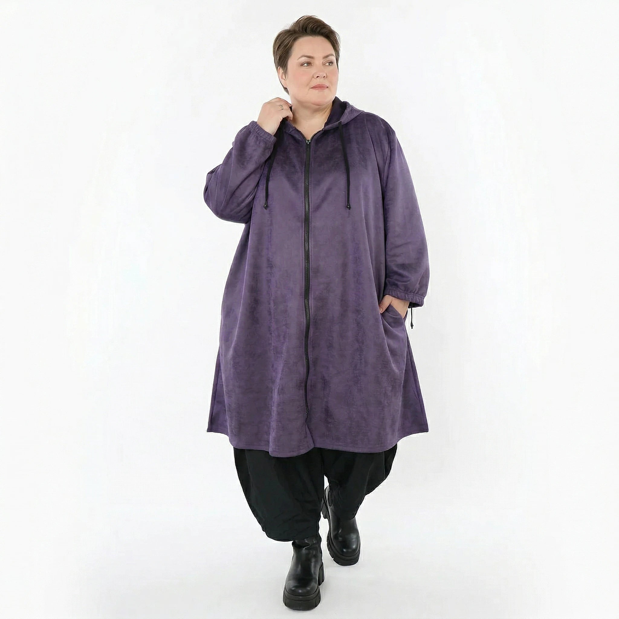 AKH Fashion Mantel in gerader Form, aus Polyester, 1520.07102, Violett, Ausgefallen
