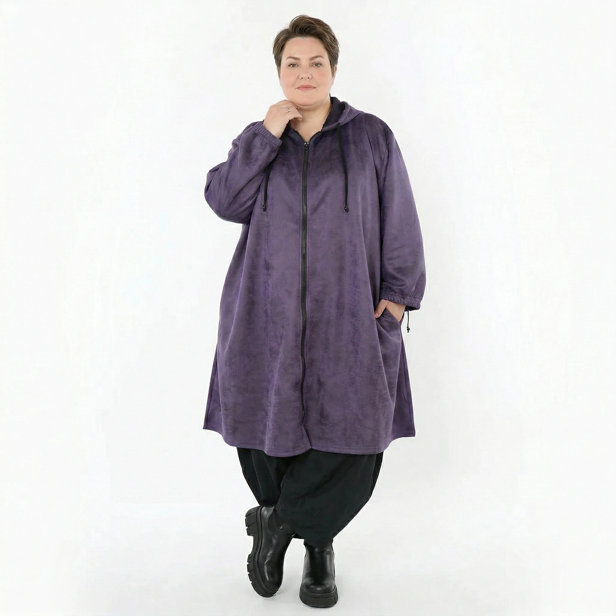 AKH Fashion Mantel in gerader Form, aus Polyester, 1520.07102, Violett, Ausgefallen