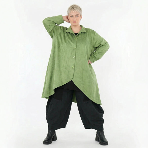 AKH Fashion Jacke in Vokuhila-Form, aus Polyester, 1520.07119, Grün, Ausgefallen, Zeitlos