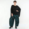 Ballonhose von AKH Fashion aus Viskose, 1519.08069, Petrol/Schwarz, Pinselstrich, Schick
