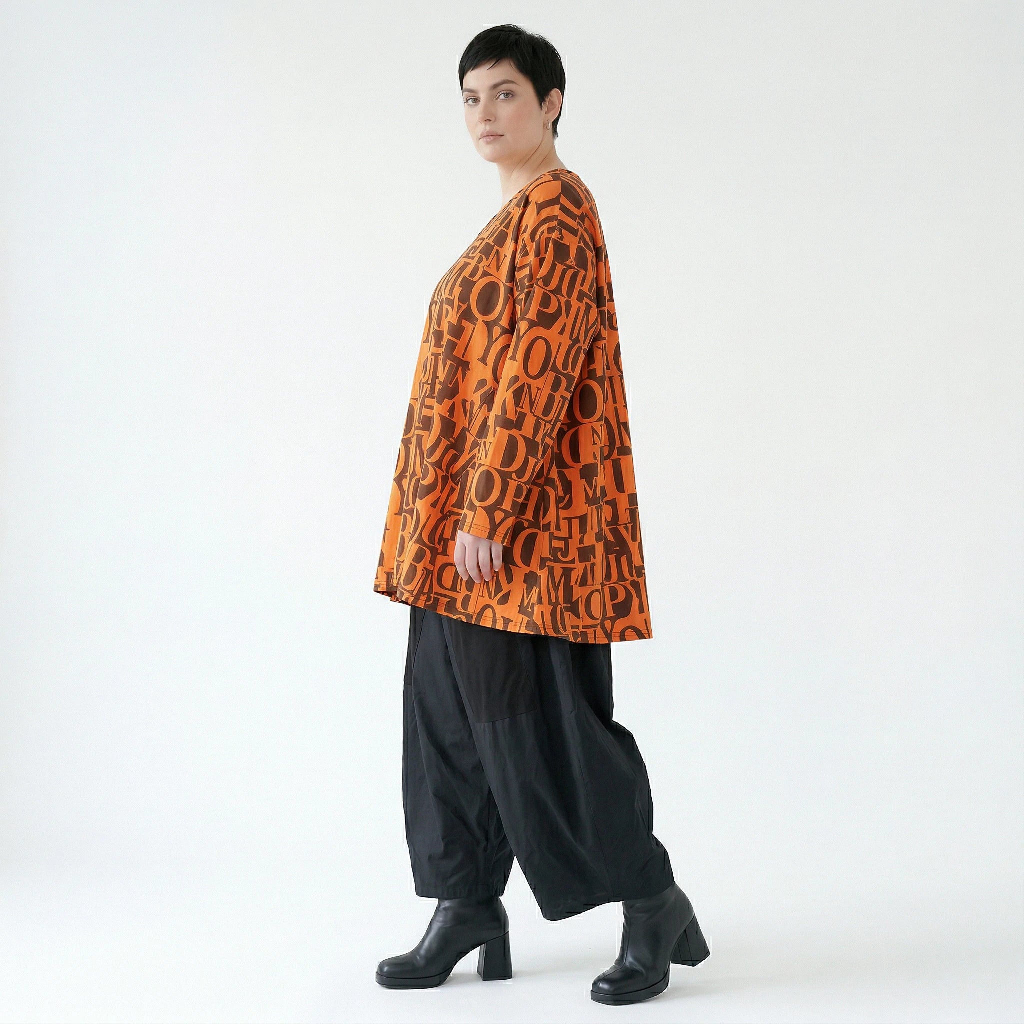 A-Form Bigshirt von AKH Fashion aus Viskose, 1500593, Orange/Braun, Buchstaben, Ausgefallen