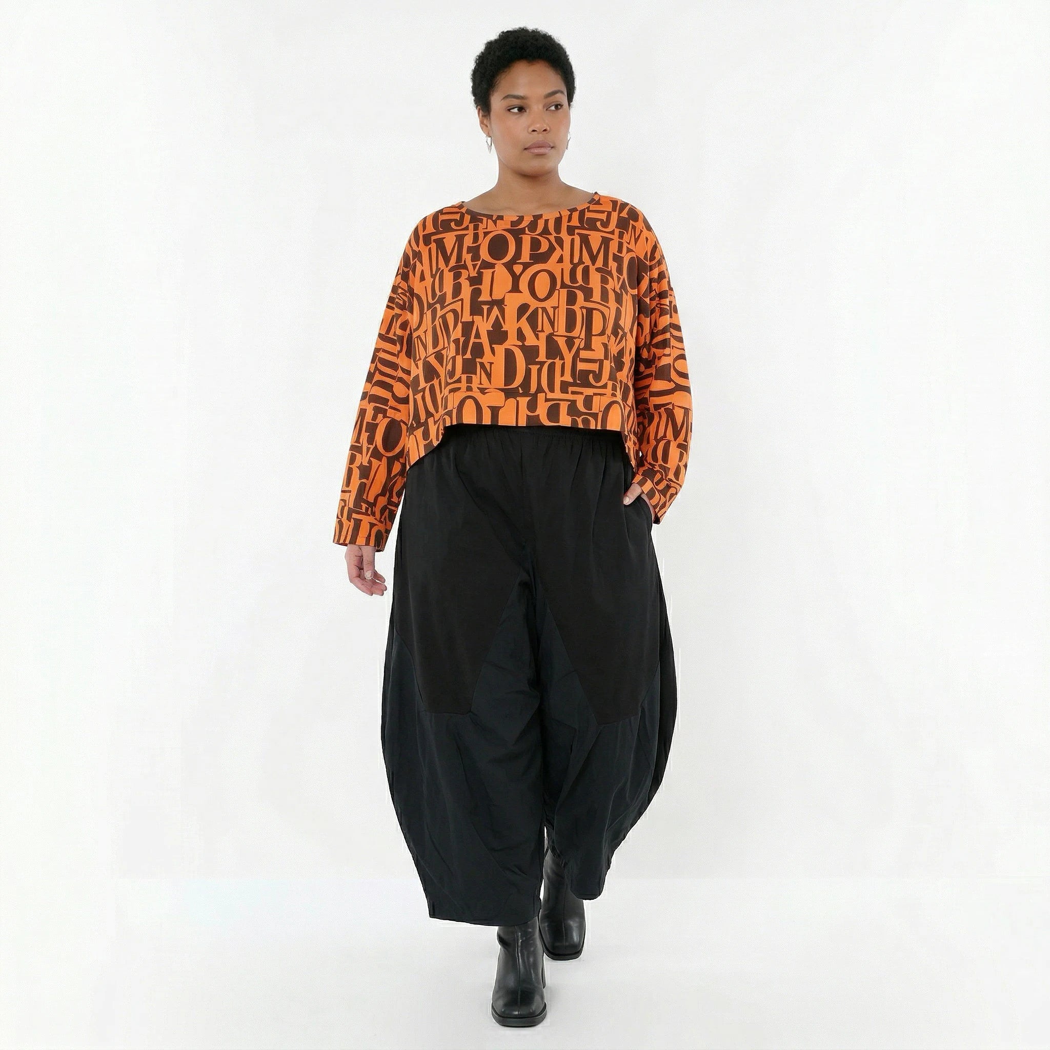 AKH Fashion Überwurf in kastiger Form, aus Viskose, 1507011, Orange/Braun, Buchstaben