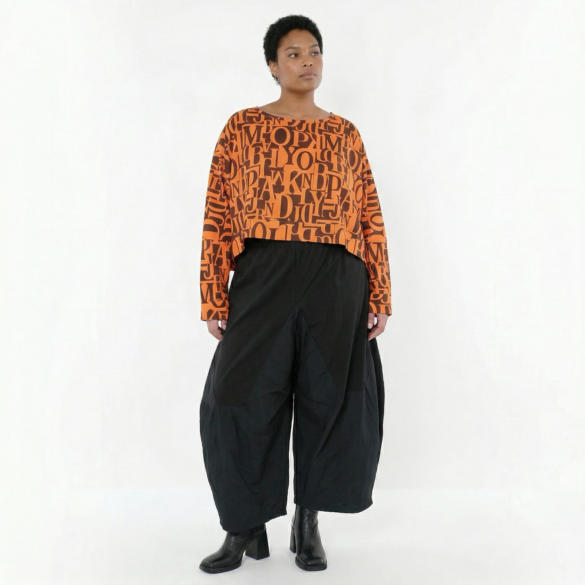 AKH Fashion Überwurf in kastiger Form, aus Viskose, 1507011, Orange/Braun, Buchstaben