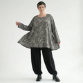 A-Form Bigshirt von AKH Fashion aus Materialmix, 1500593, Grau/Schwarz/Weiß, Vichy-Streifen