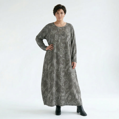 Ballonkleid von AKH Fashion aus Materialmix, 1501926, Grau/Schwarz/Weiß, Vichy-Streifen