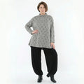 AKH Fashion Shirt in Glocken-Form, aus Materialmix, 151892R, Hellgrau/Schwarz/Weiß, Schick