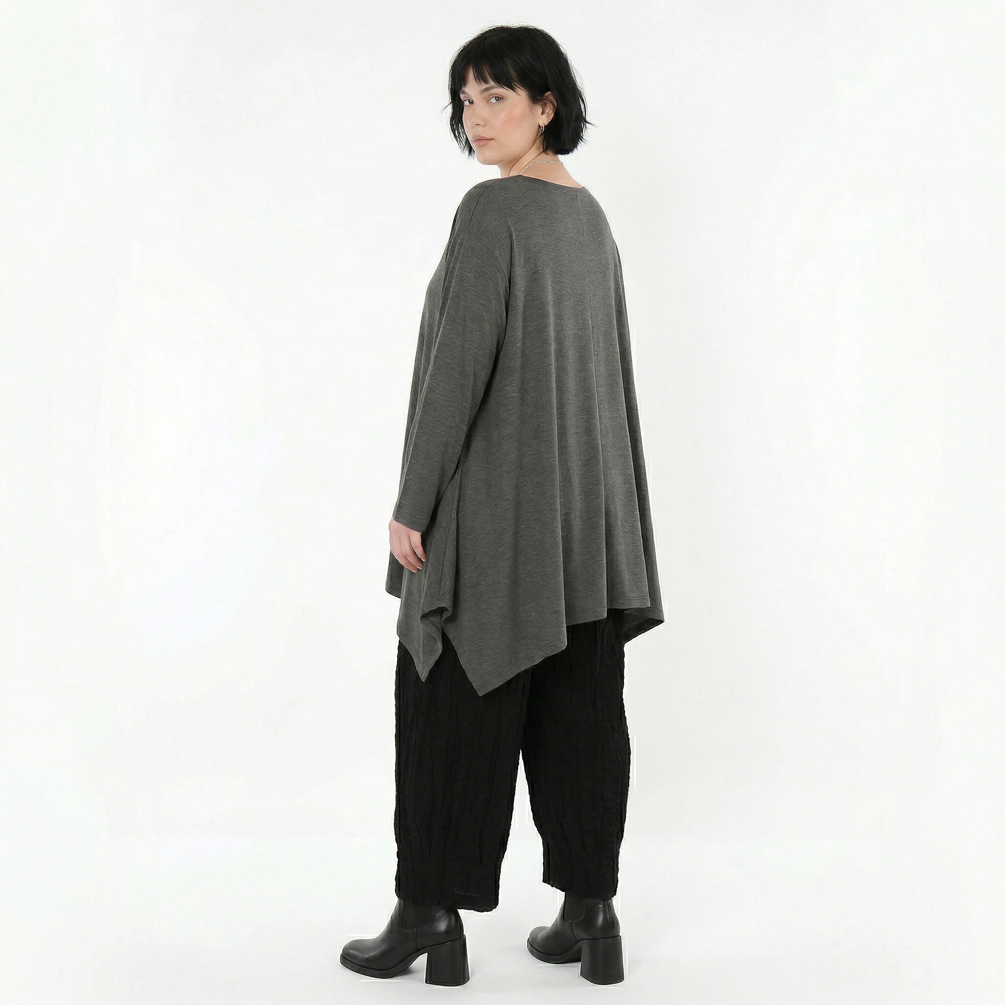 A-Form Bigshirt von AKH Fashion aus Viskose, 1531.01019, Anthrazit, Ausgefallen, Zeitlos