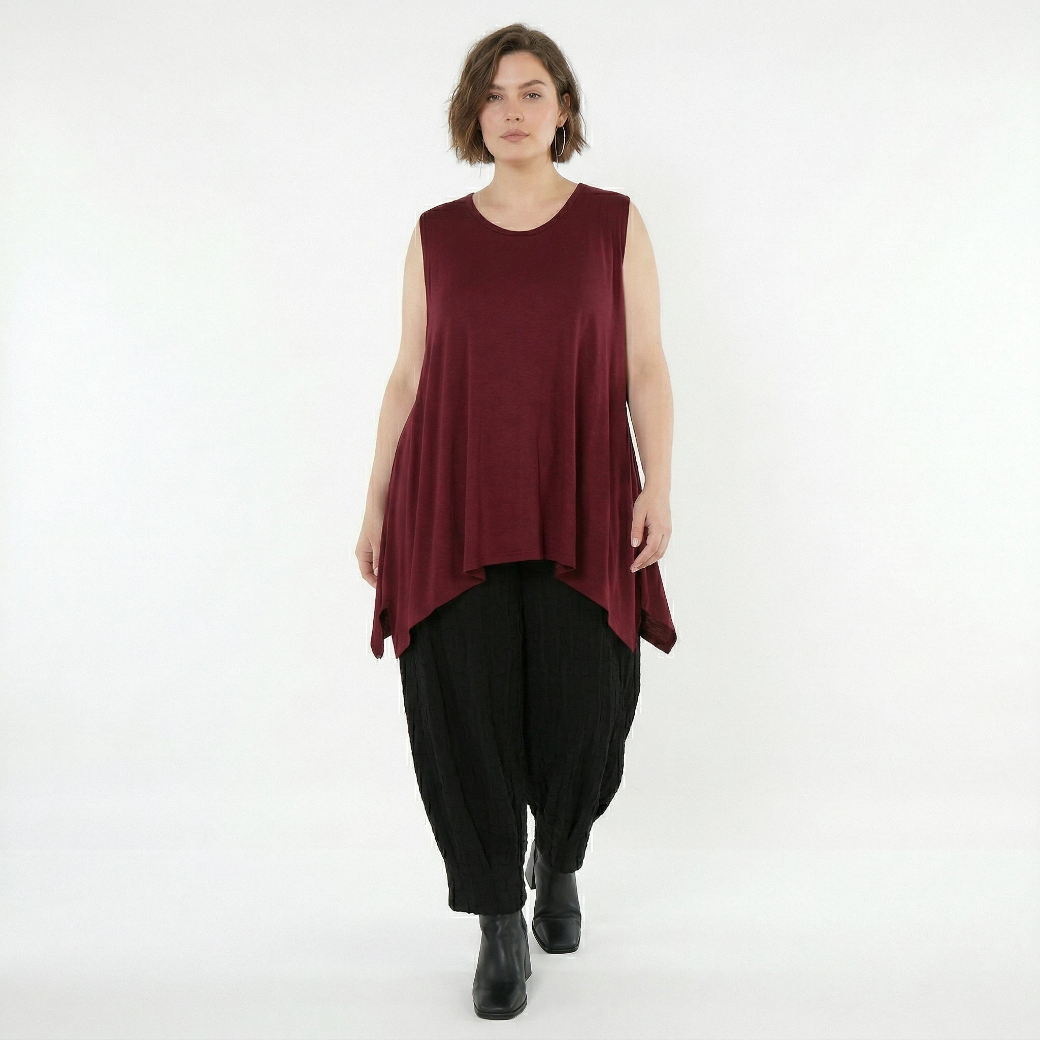 A-Form Top von AKH Fashion aus Viskose, 1531.03071, Burgundy, Ausgefallen, Zeitlos, Schick